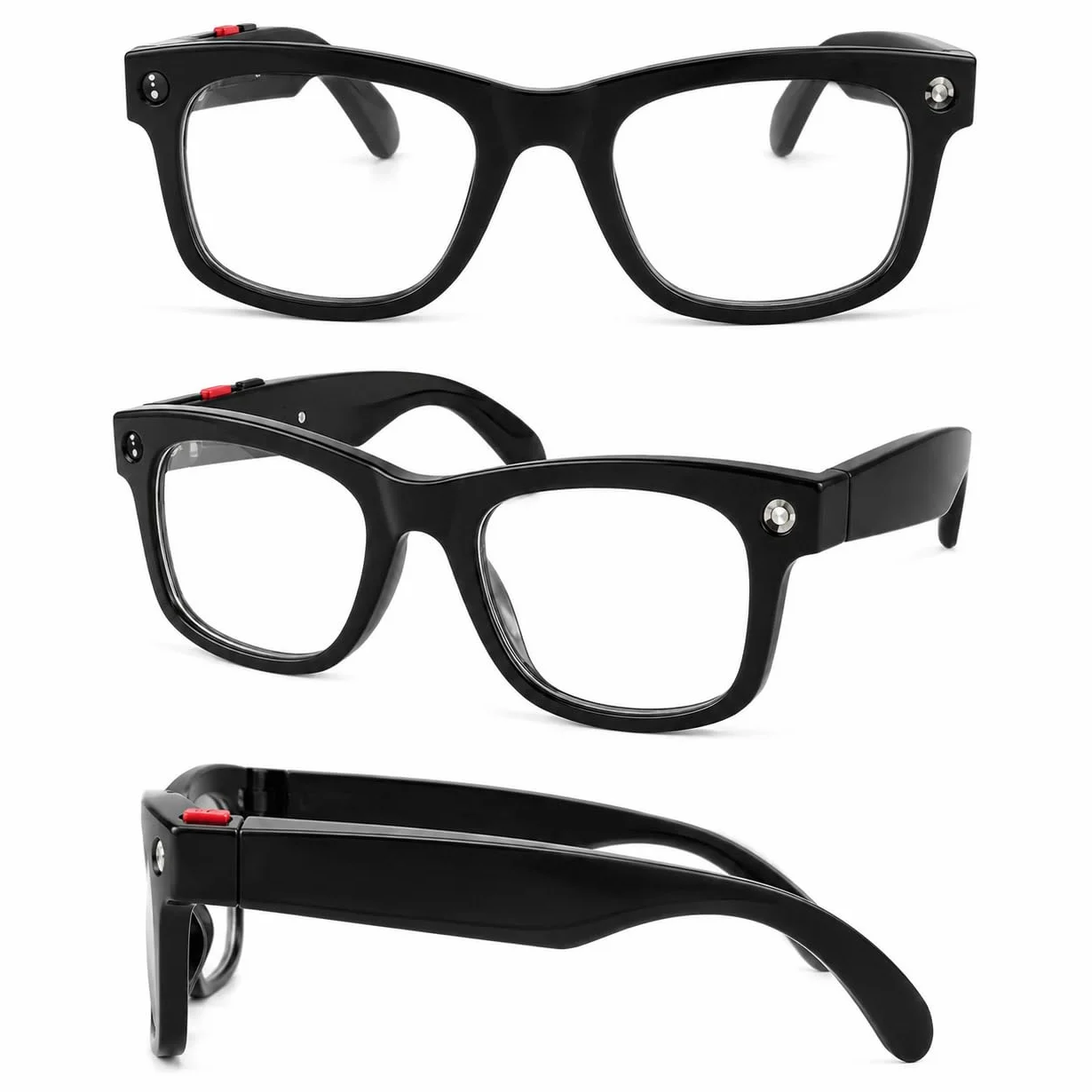 AI Lunettes intelligentes avec appareil photo - Lentille photochromique, appels Bluetooth, assistant vocal, lecteur de musique, traduction et enregistrement vidéo (1, noir)