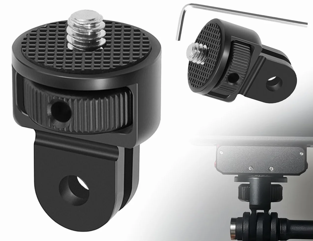 KAPSING 1/4 inch Rotation 360° Tripod Mount Thread Adapter Camera Accessories Compatible with Gopro Helmet Mount Motorcycle Compatible with Insta 360 x2 x3 and Other Action Cameras