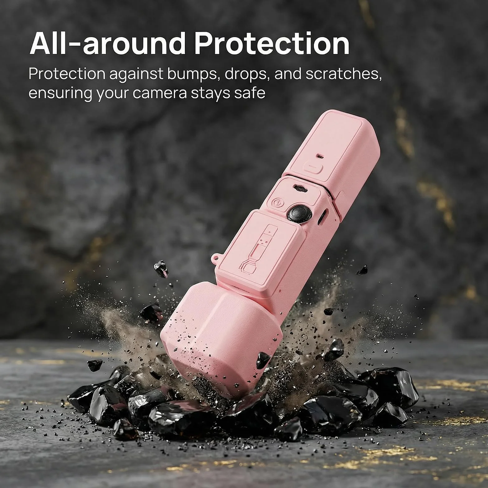 Housse Silicone DJI Osmo Pocket 3, Étui Protection Antichoc avec Dragonne, Coque Antidérapante Ajustement Parfait, Rose