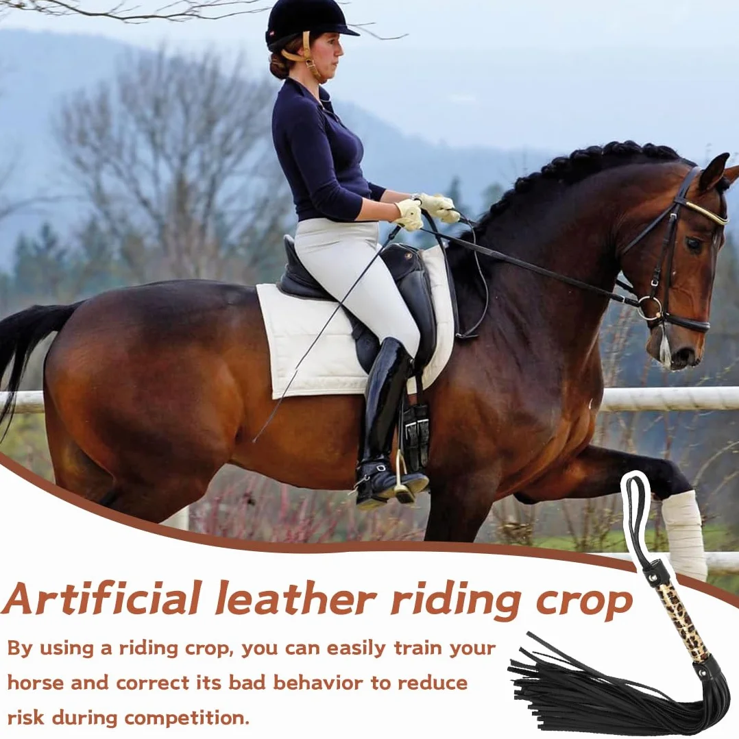 Fouet De Cheval en Cuir Frangé, Cravache Équitation pour Sports en Plein Air