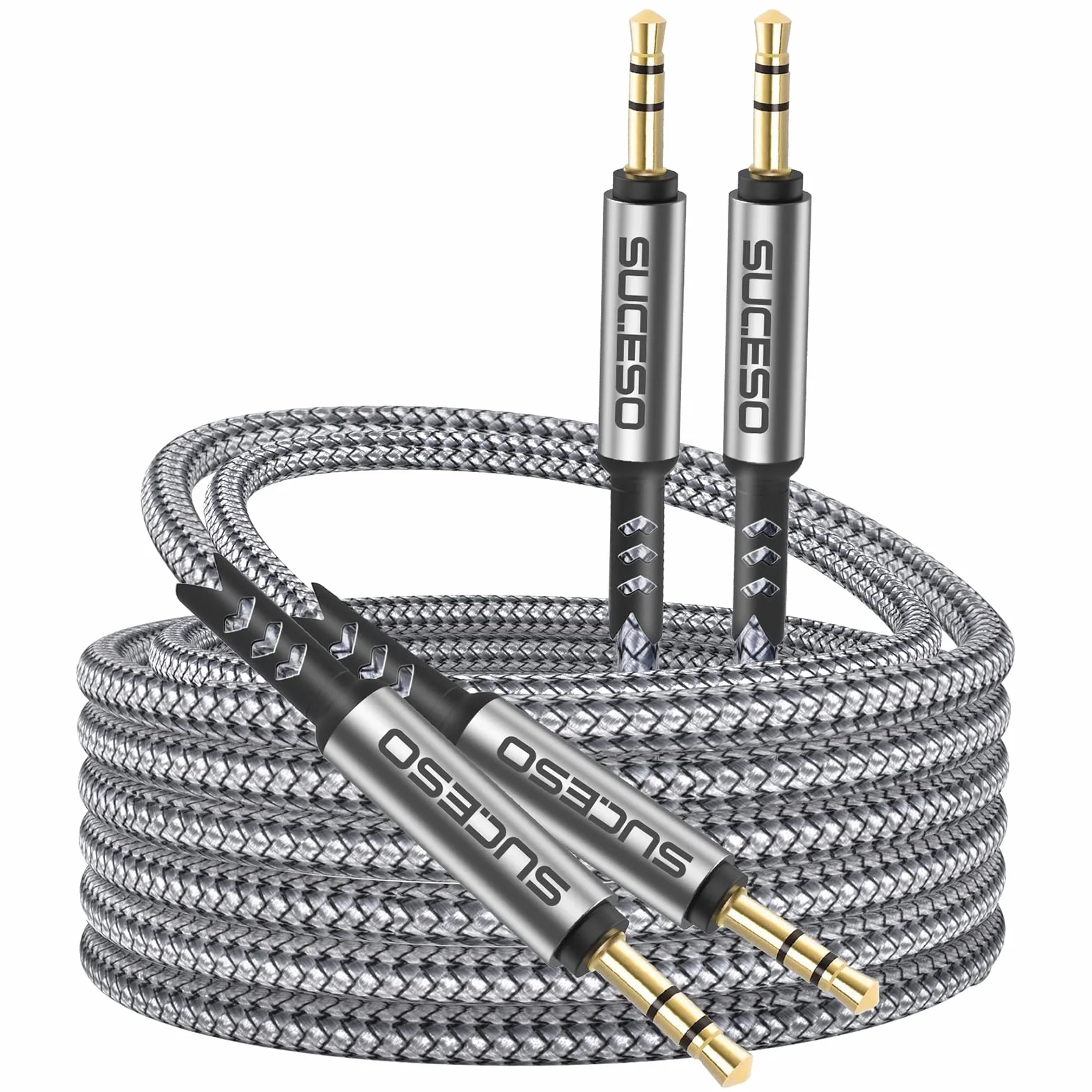 Câble Jack Audio 3.5mm [2 Pack 1m+2m] Câble Auxiliaire 3,5mm mâle vers mâle Cable Audio Stéréo en Nylon Compatible avec iPhone, iPod, iPad, Voiture, Casque, Autoradio, MP3, Smartphones et Plus
