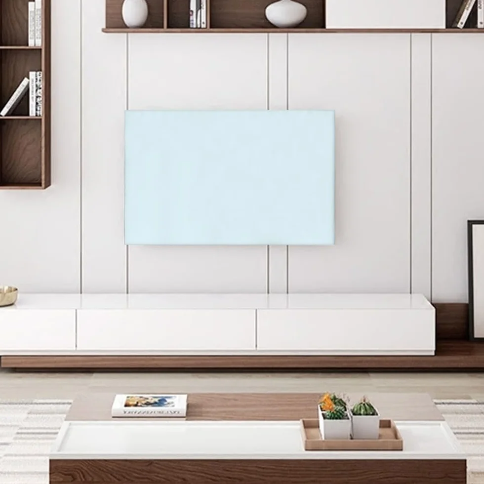 Housse de Télévision Anti-Poussière 32-85 Pouces Tissu Élastique Protection Écran Couleur Unie Beige 56-65 Pouces