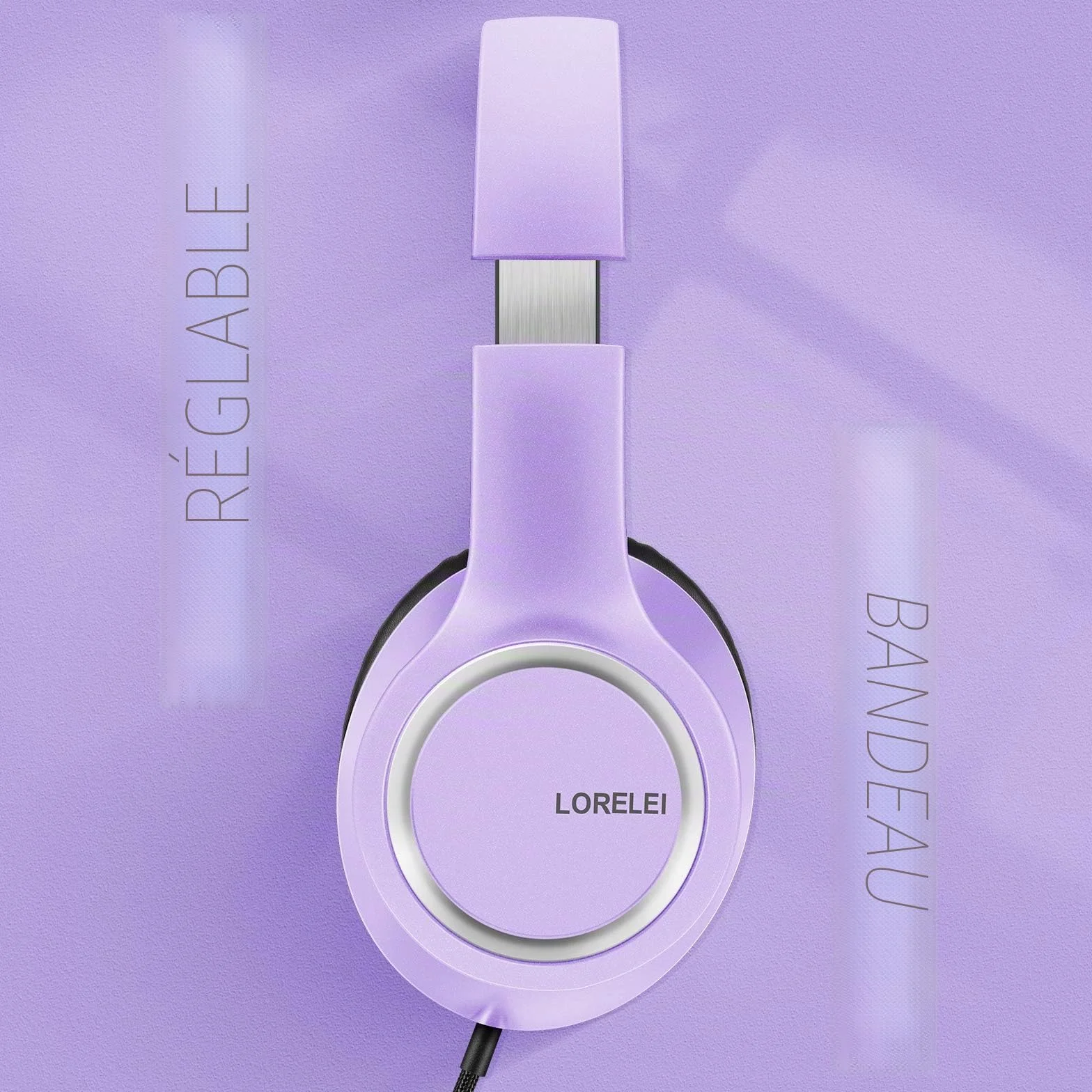 Lorelei X8 Casque Filaire mic 1,45 m Nylon Anti-nœuds 3,5 mm, léger Pliable Portable Smartphone Tablette Ordinateur MP3/4 (Violet foncé)