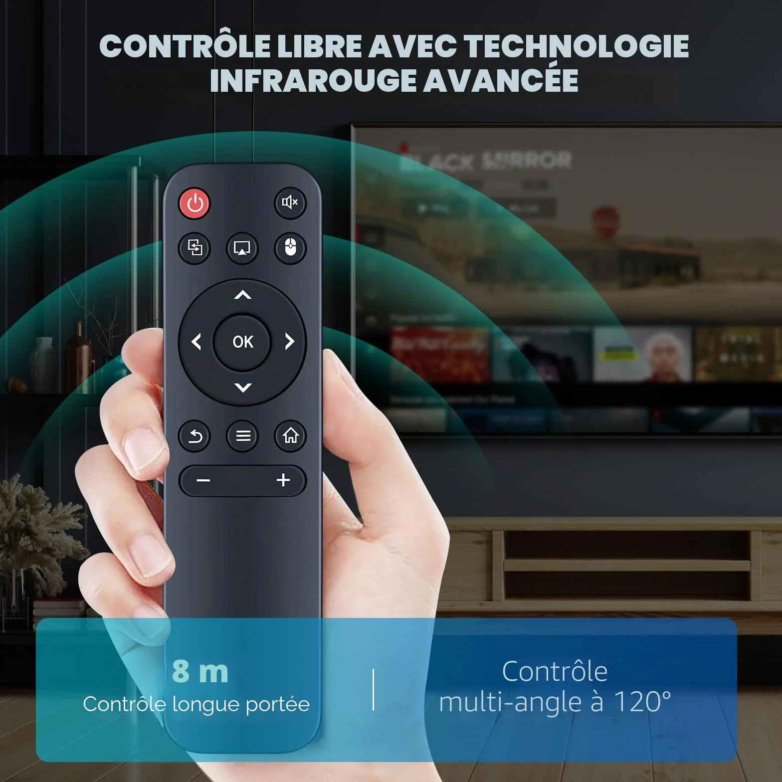 Télécommande de Remplacement pour Projecteur HY300, HY300 Pro, Compatible Gaimoo GM200, Xgody HY300Pro