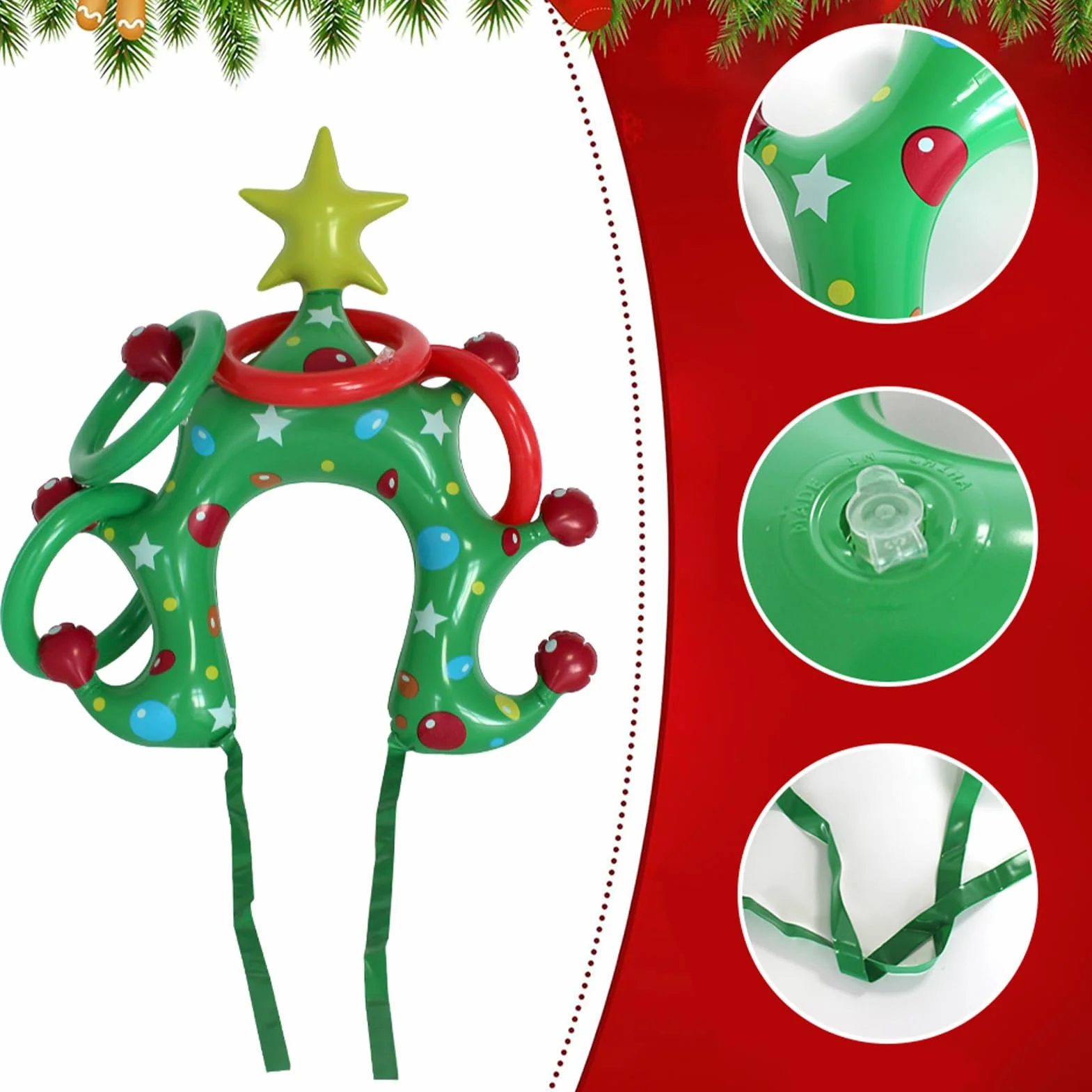 Jeu De Lancer D'anneaux De Noël Gonflable | Jeu de Chapeaux pour Arbre Festif