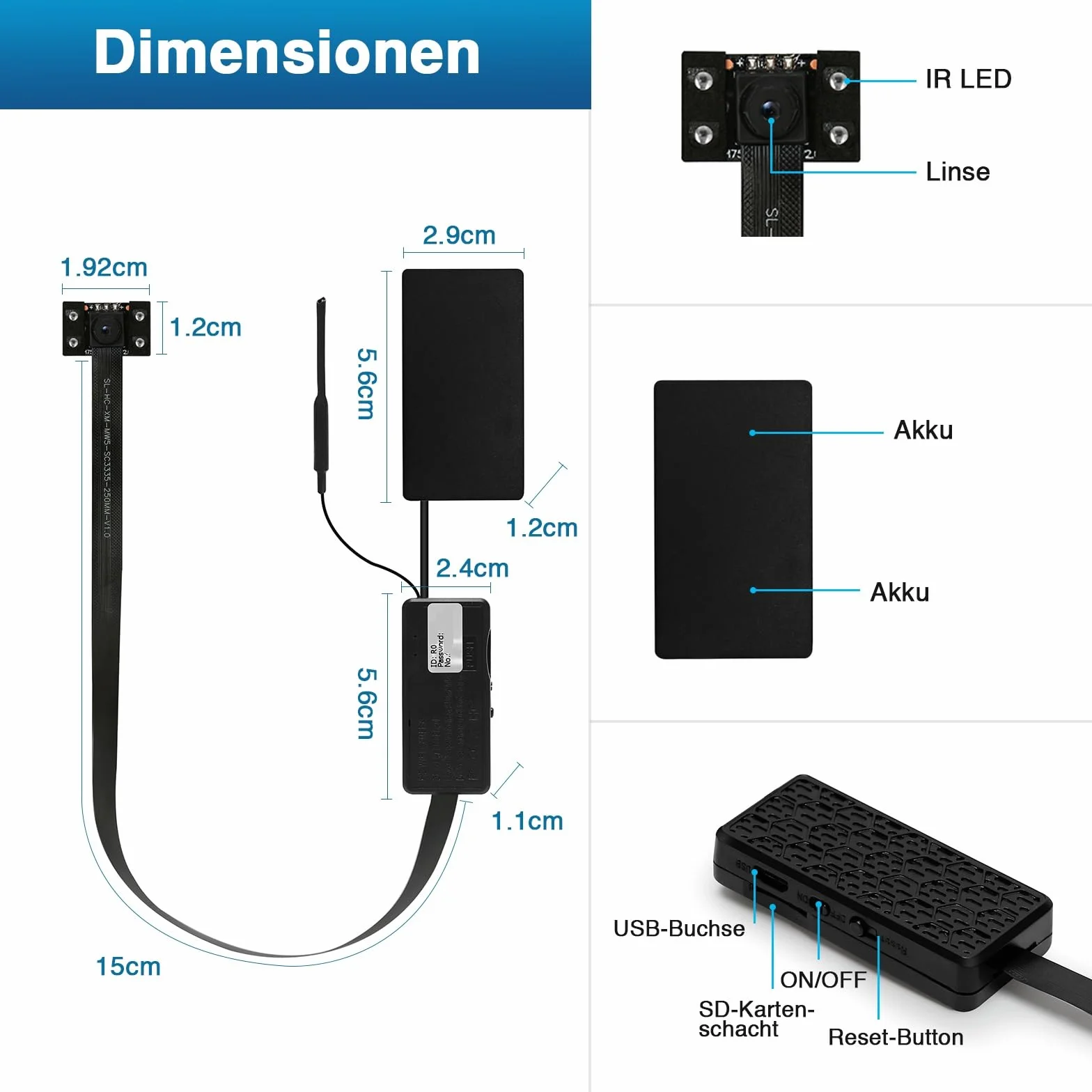 WIWACAM Mini Caméra Espion 4K HD, Camera Surveillance WiFi interieur sans Fil avec Enregistreur, sur batteries, Detecteur de Mouvement,Vision Nocturne, Alarme Email, App, Support en français, MW5