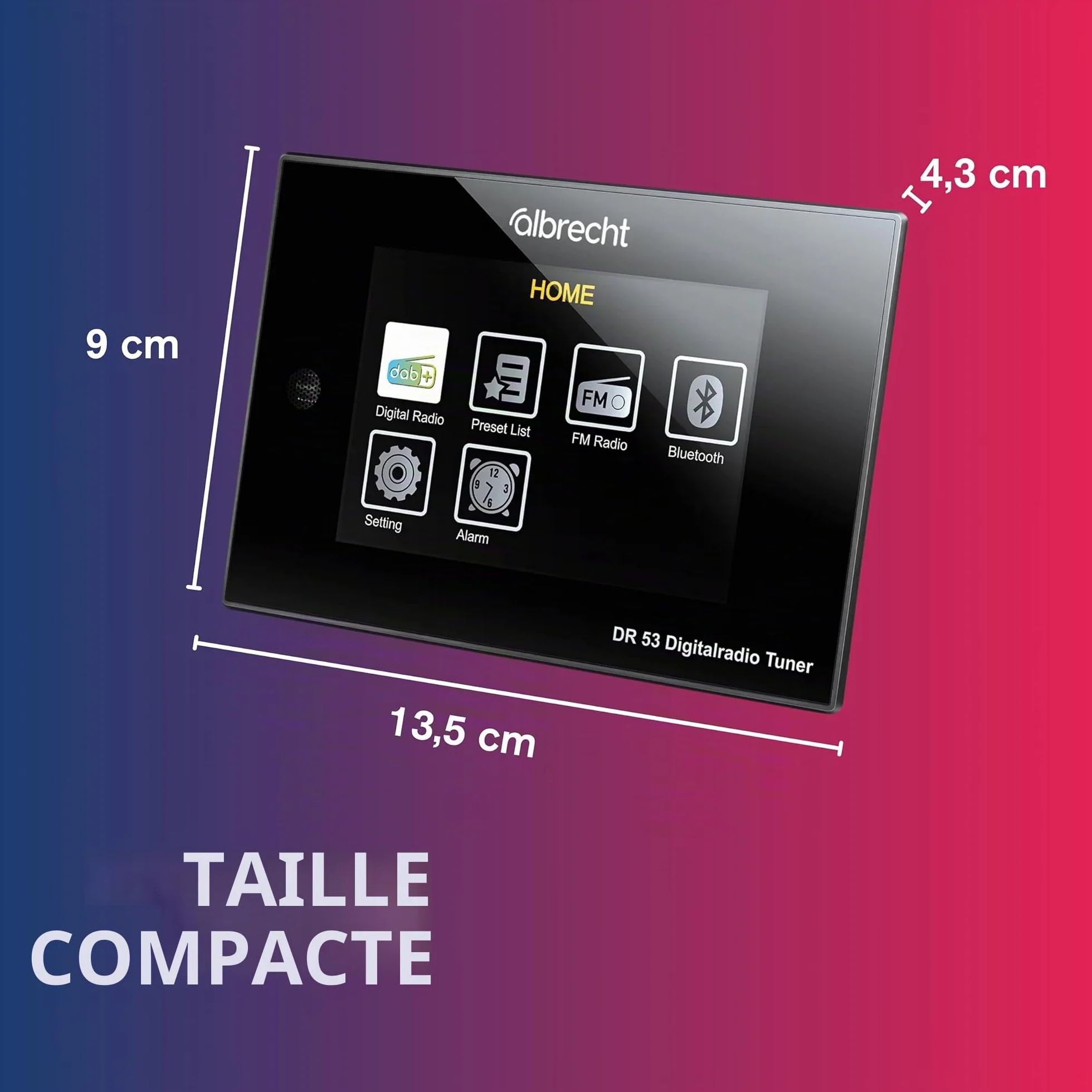 Albrecht DR53 27251 Tuner Radio numérique Dab+/FM avec écran Couleur 4" pour Connexion à la chaîne stéréo avec télécommande