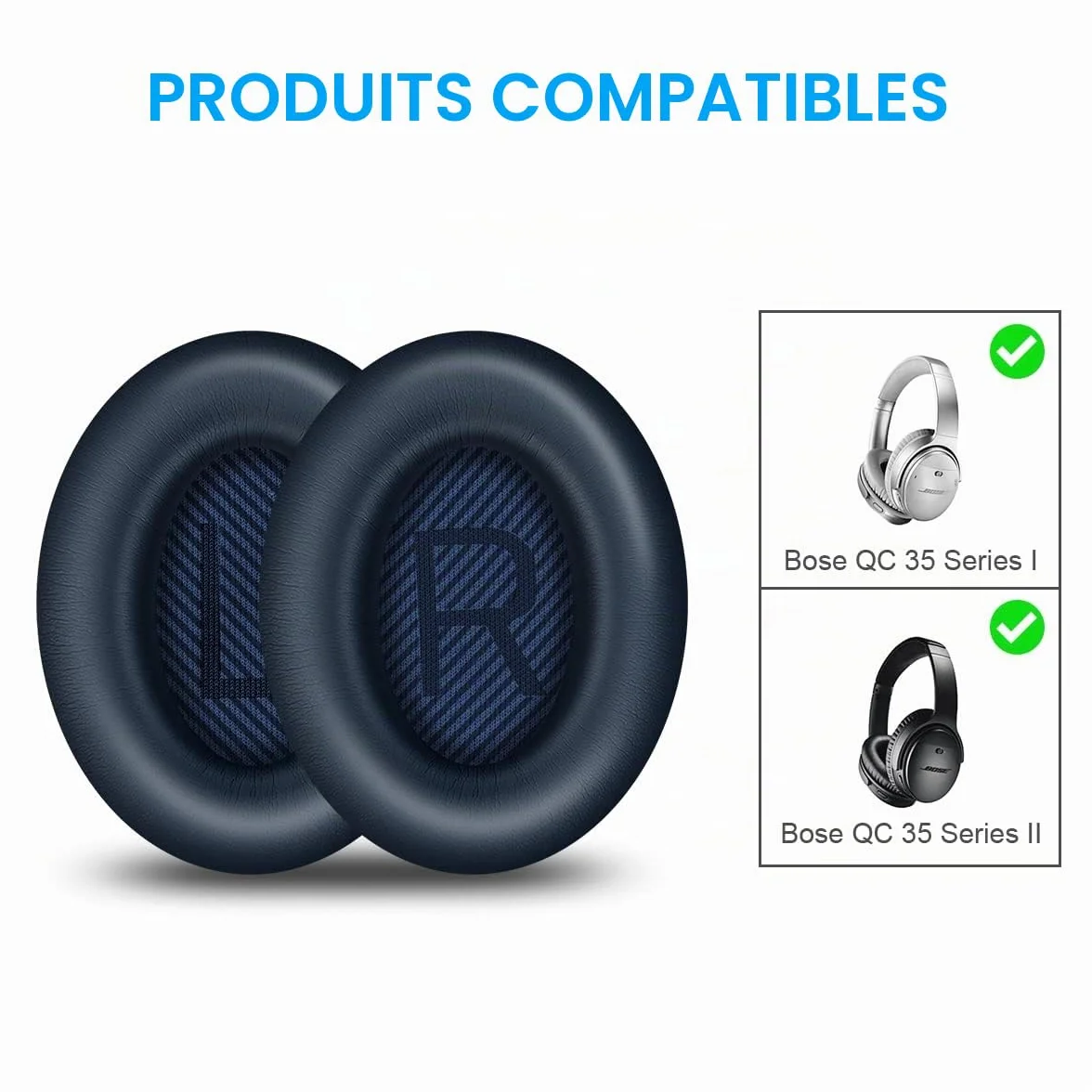 Ainiv Coussinets de Remplacement pour Casques Bose QC35 QC35 II Circum-Aural Bleu