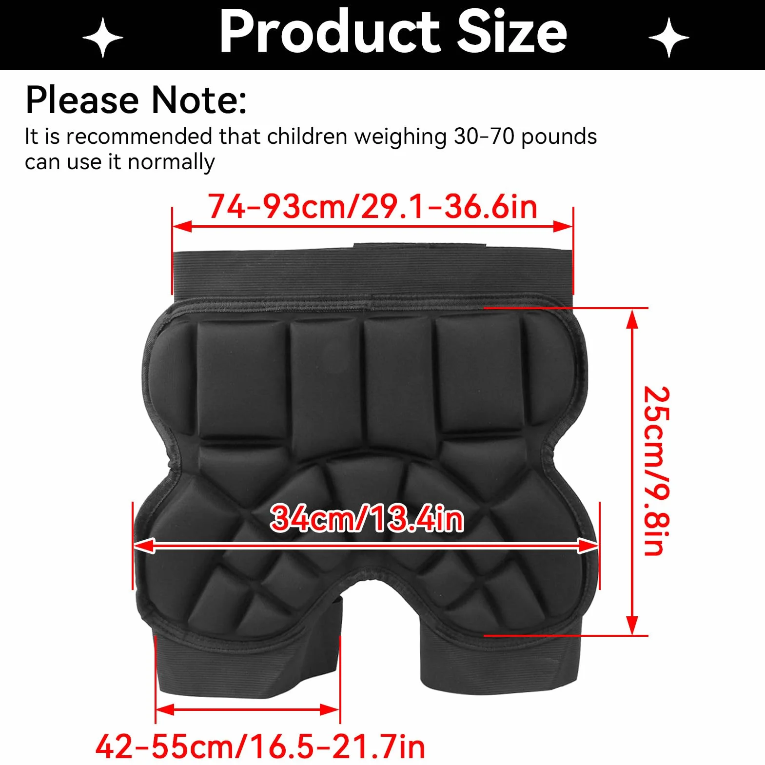 Protection de Hanche pour Enfants Shorts Ski Patinage Antidérapantes Snowboard Pantalons Rembourrés Protecteur de Hanche
