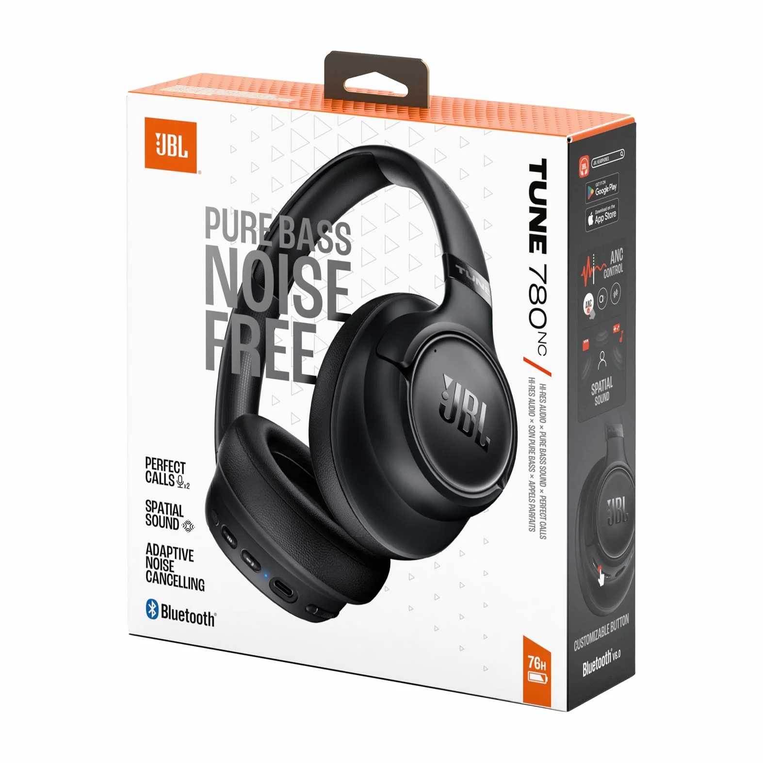 JBL Tune 780 NC Casque Supra-auriculaire sans Fil, autonomie jusqu'à 76 h, Réduction de Bruit Adaptative, Smart Ambient, Google Fast Pair, Microsoft Swift Pair, Noir