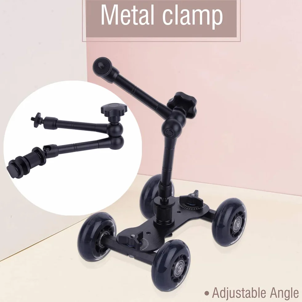 Desktop Dolly Car Mobile Slider Rail Skater 11" Articulation réglable Bras magique de friction utilisé pour appareil photo reflex numérique Photographie prise vidéo Enregistrement vidéo