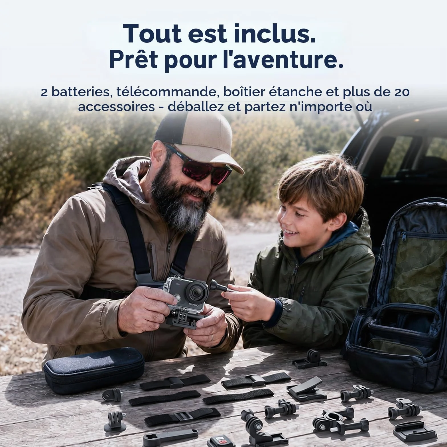 AKASO V50 X Caméra de Sport 4K 30FPS Ultra HD avec Carte 64 Go, Télécommande, Écran Tactile, Stabilisateur