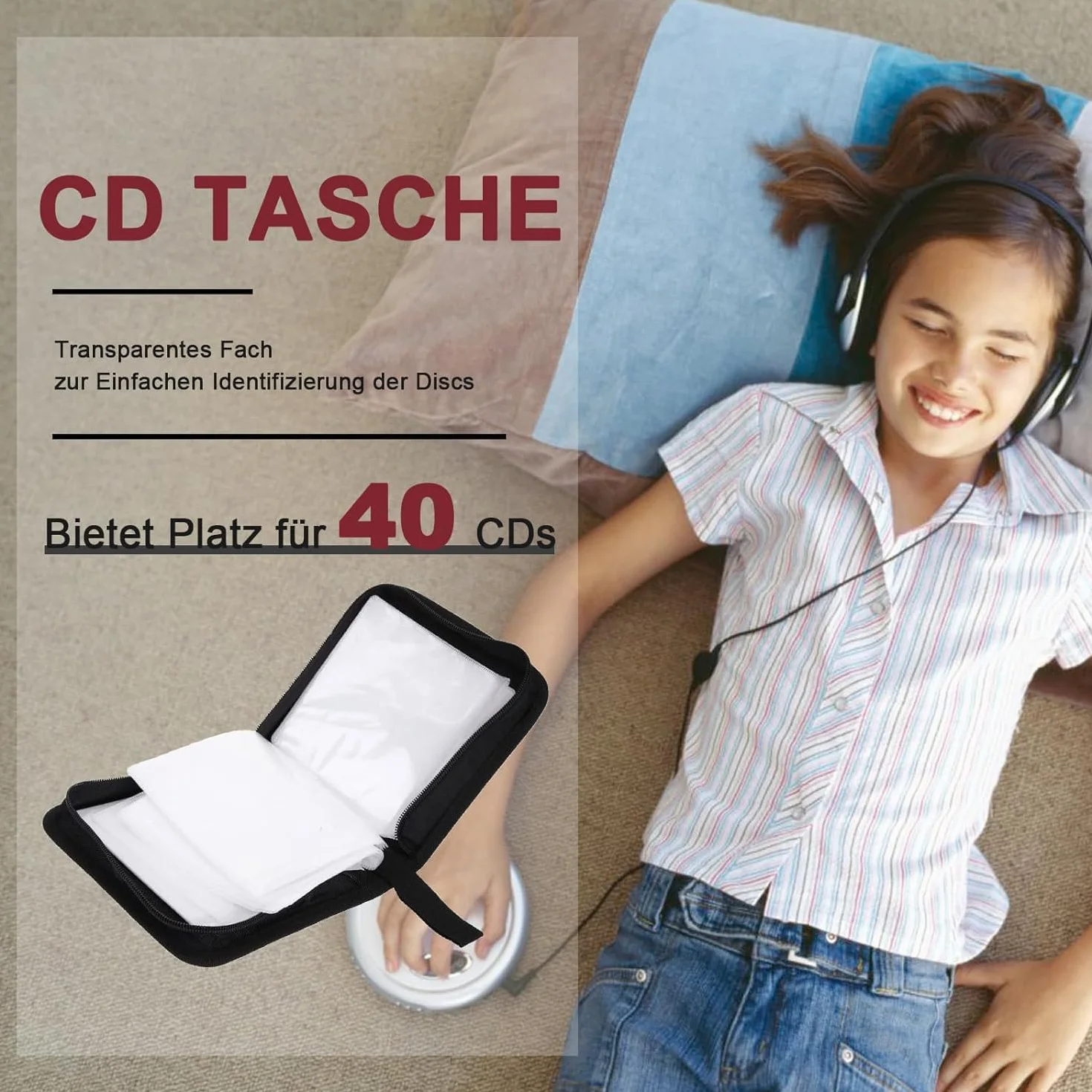 Sac de Rangement CD pour 40 Disques CD DVD, Voiture et Maison, Vert