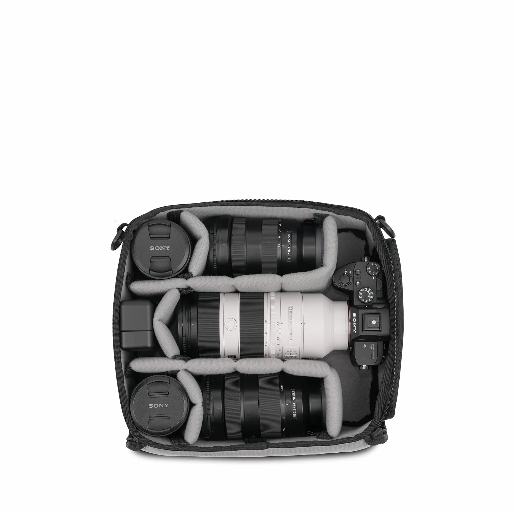 WANDRD Cubes pour appareil photo : organiseur résistant aux intempéries avec intérieur gris doux, séparateurs modulaires et accès latéral rapide, Noir , Essential Plus V2, Cube pour appareil photo
