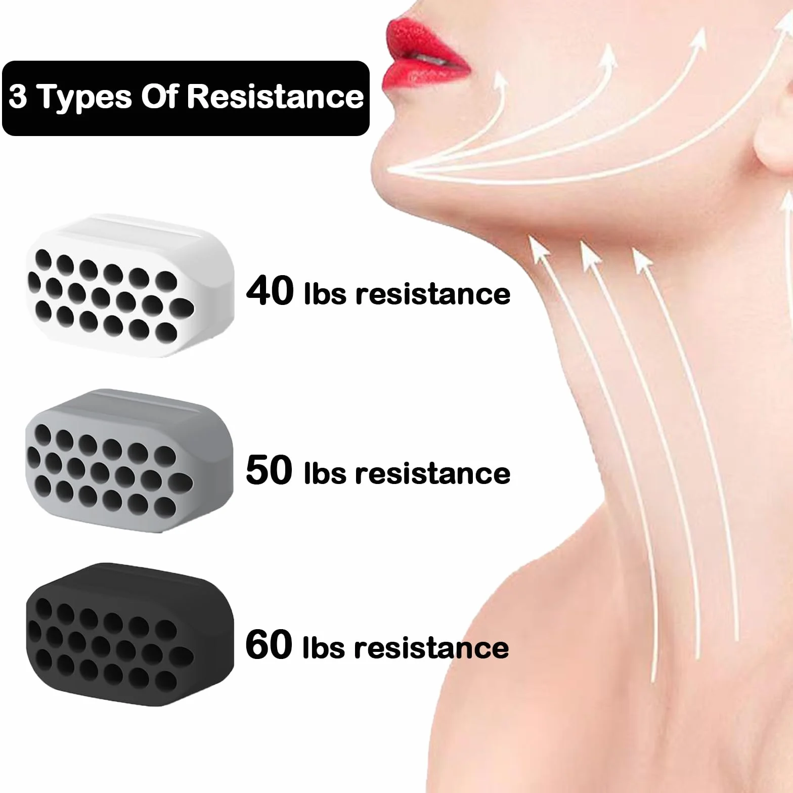 Jaw Trainer Silicone Gomme Musculation Machoire 6 Pièces Hommes Femmes
