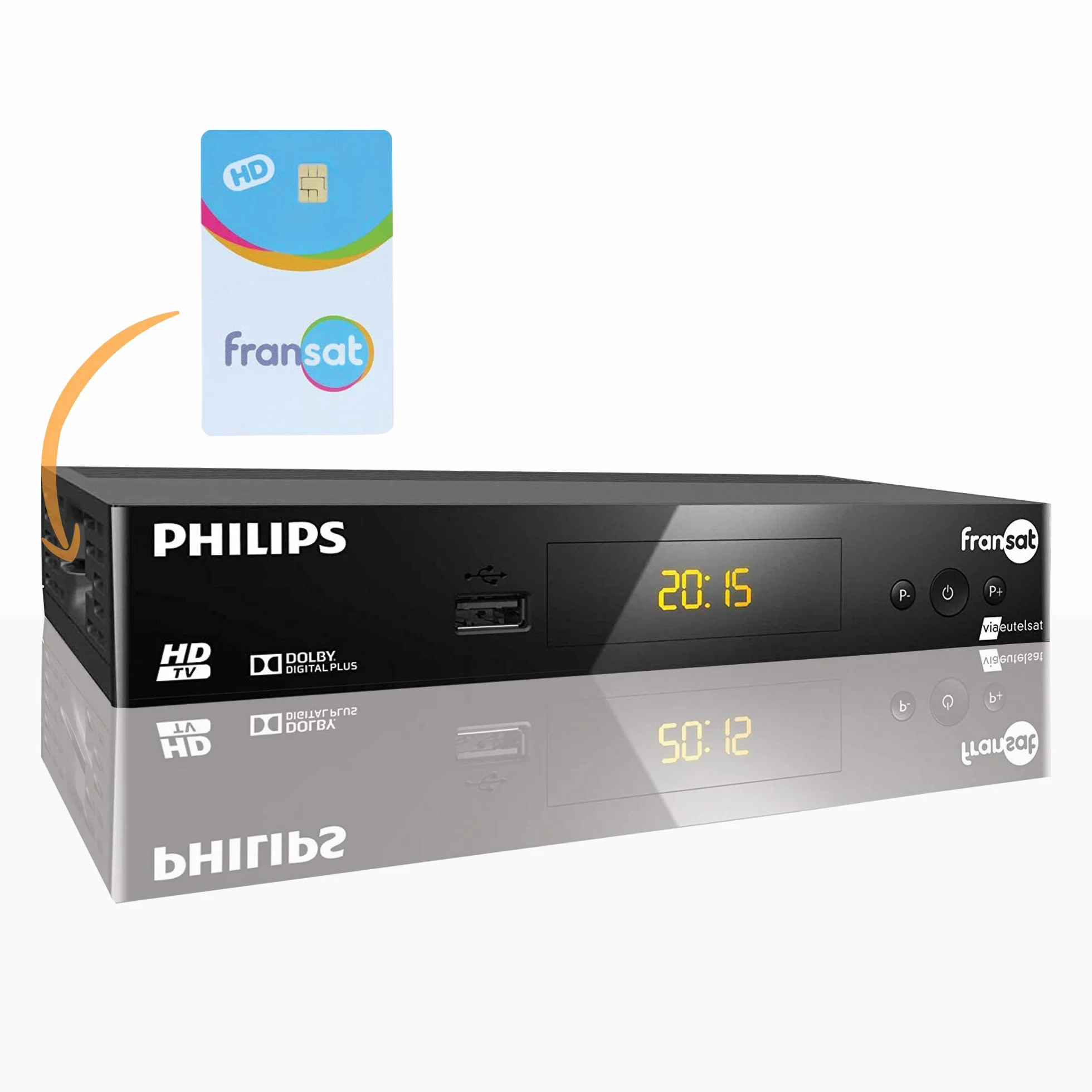FRANSAT Decodeur TNT Satellite Recepteur -+ FRANSAT Carte - HD Astra (19,2°) / USB/HDMI / MPEG4 / Full HD / 1080P