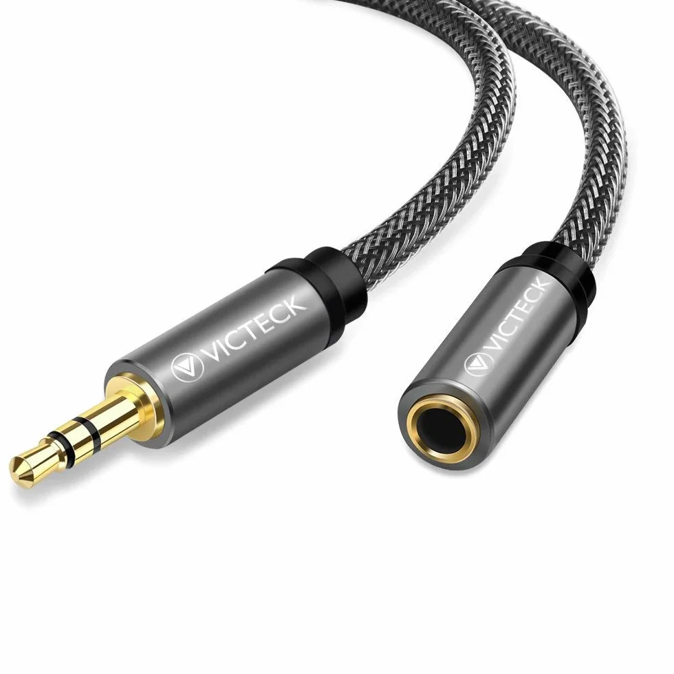 Rallonge Jack Audio 5M, Nylon Tressé Jack Stéréo Câble 3.5mm Mâle vers Femelle d'extension câble pour Casque iPhone Samsung Ecouteurs Haut-parleurs Tablettes PC Lecteurs MP3 et Plus