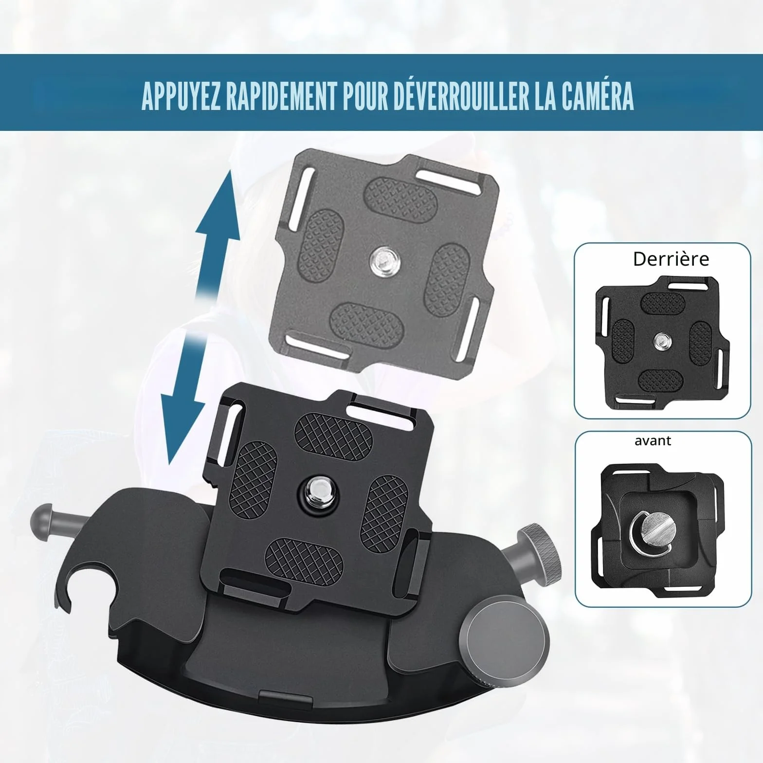Clip de Ceinture pour Appareil Caméra Sangle pour Sac à Dos Clip de Ceinture en Alliage D'aluminium à Fermeture Rapide Avec Support 1/4 pour Appareil Photo et Sac à Dos.