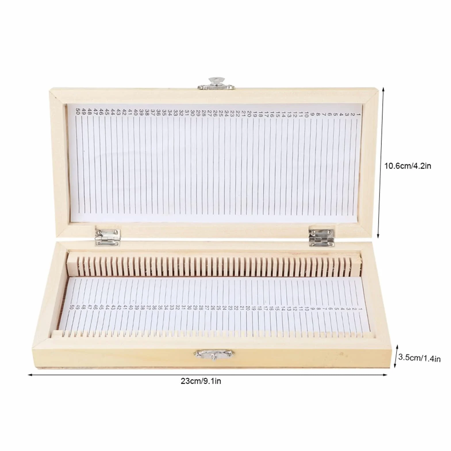 Coffret en Bois pour Lames de Microscope 50 Diapositives Boîte de Rangement 23x10,6x3,5cm