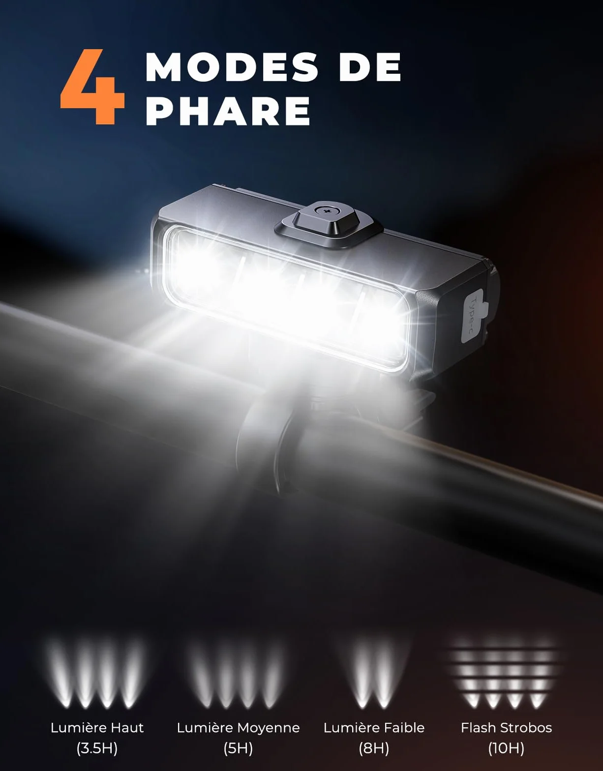 EOIWUY Lumiere Velo Avant et Arriere 1500LM Super Lumineux Eclairage Velo LED Rechargeable USB IP65 Lampe Velo