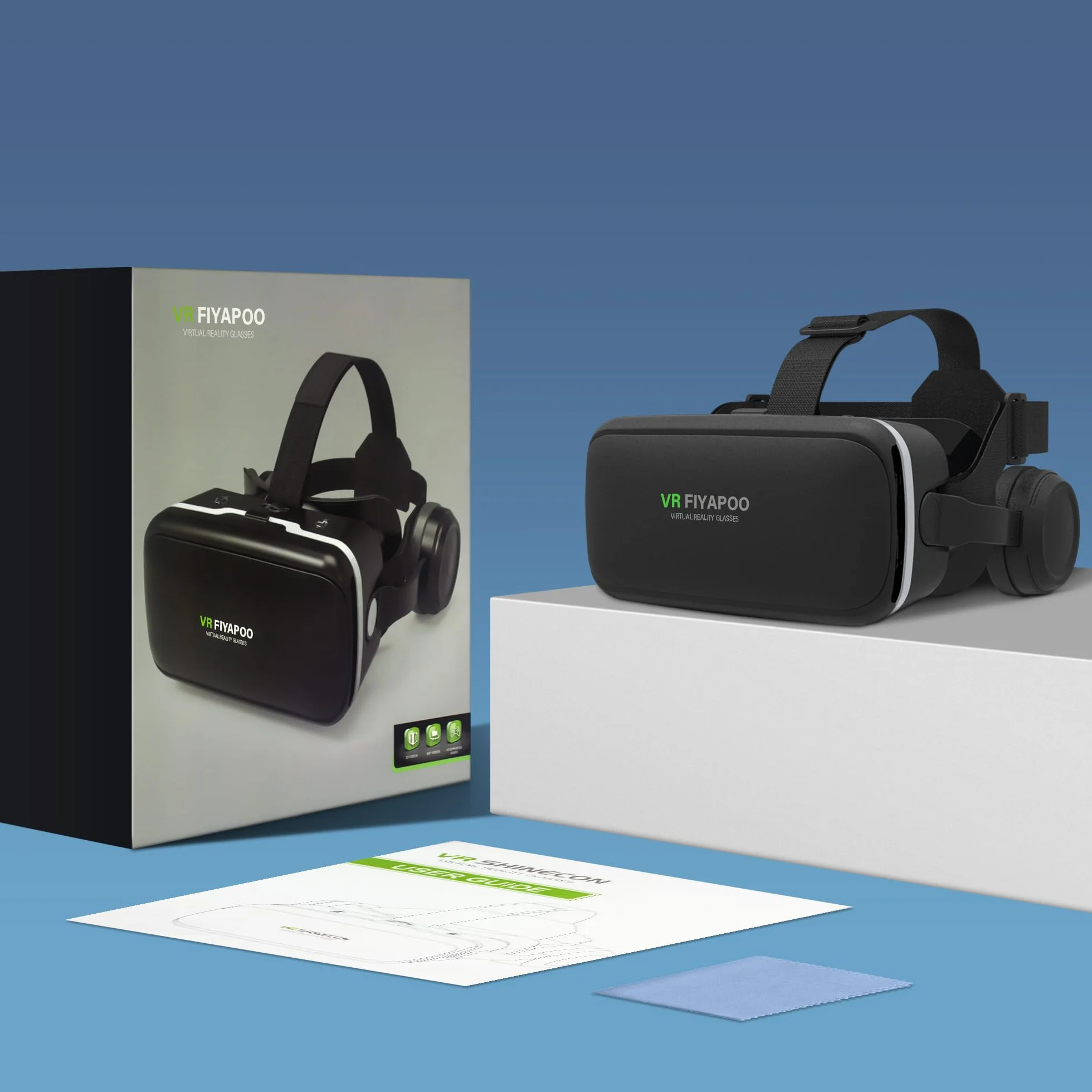 Casque VR HD Lunettes 3D avec Écouteurs Hi-Fi Intégrés Réalité Virtuelle pour Smartphone Films Jeux