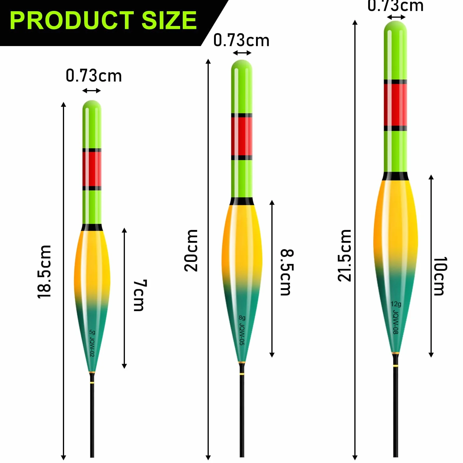 GAOUTO Lot de 3 flotteurs de pêche LED avec batterie CR425