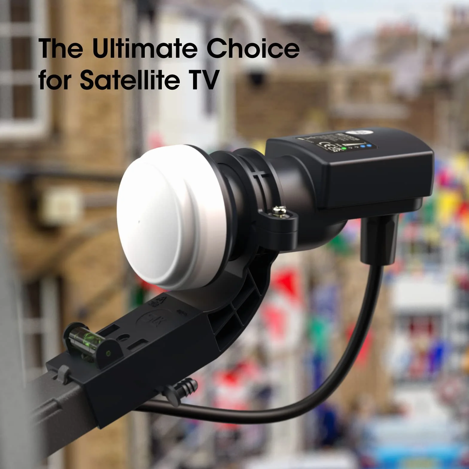 Tête de Parabole LNB Universelle à Sortie Unique avec Détecteur de Force du Signal, Tete Universelle pour Parabole, Réception HD, 4K, UHD, Full HD