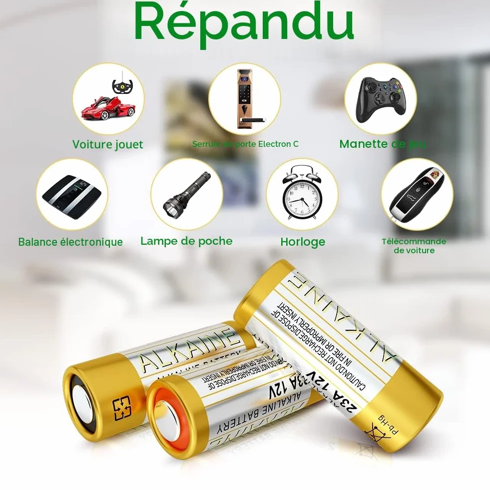 Piles 23A 12V A23 12 Volts Alkaline Batterie A23S MN21/23 L1028 V23GA LRV08 8LR932,Lot of 10, sans Mercure, Haute Performance [3 Ans Garantie]