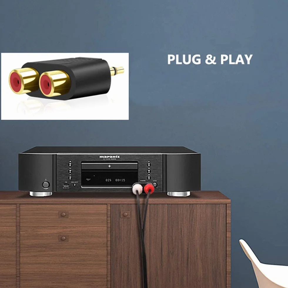 Greluma 4 Pièces 3,5 mm vers Répartiteur RCA, Adaptateur Audio 3,5 mm Stéréo Mâle vers Double RCA Femelle
