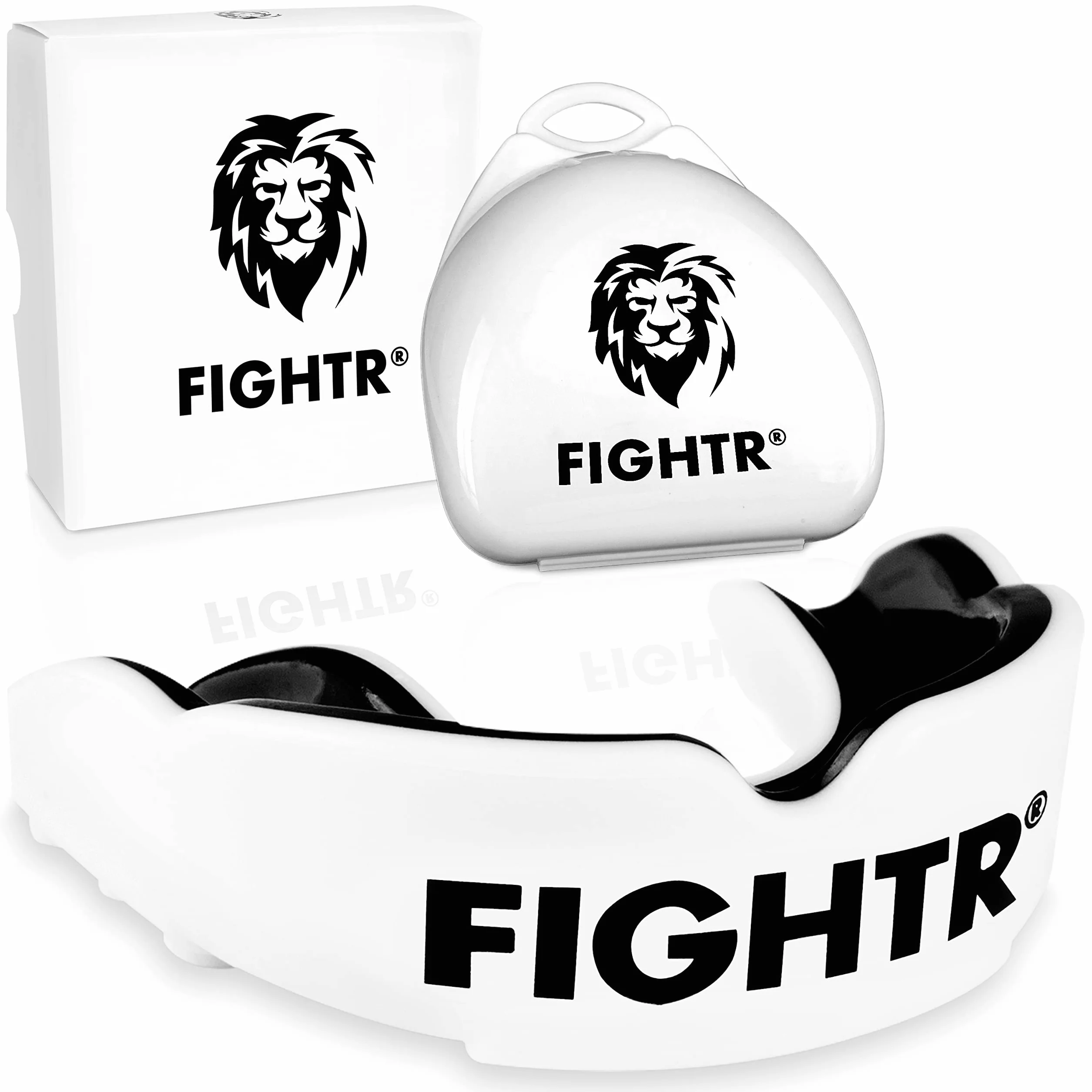 FIGHTR® Protège-Dents Sport Boxe MMA Muay Thai Hockey Arts Martiaux Respiration Facile Ajustable Boîte Hygiène