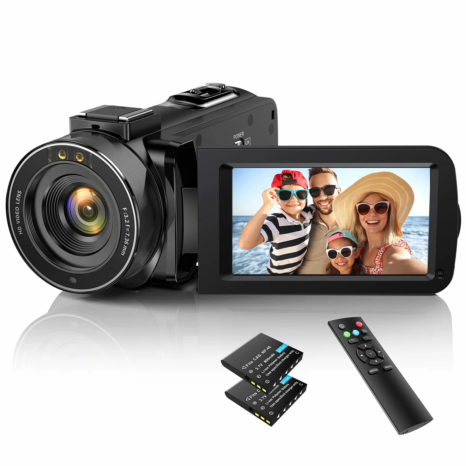 IXNAIQY Caméscope Caméra Vidéo 1080P 30FPS 36MP Camescope pour Youtube, Caméra Numérique avec IR Vision Nocturne, 16X Zoom Numérique, 3.0'' LCD 270 Degrés Ecran Rotatif Vlog Caméra, 2 Piles