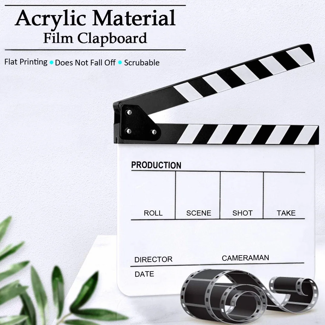 Hilitchi Plastique Acrylique Ardoise 25 x 30 cm/10 x 12 Dry Erase de réalisateur film de plan de Cut Action Scène Clap Ardoise avec Blanc/noir clés par Hilitchi