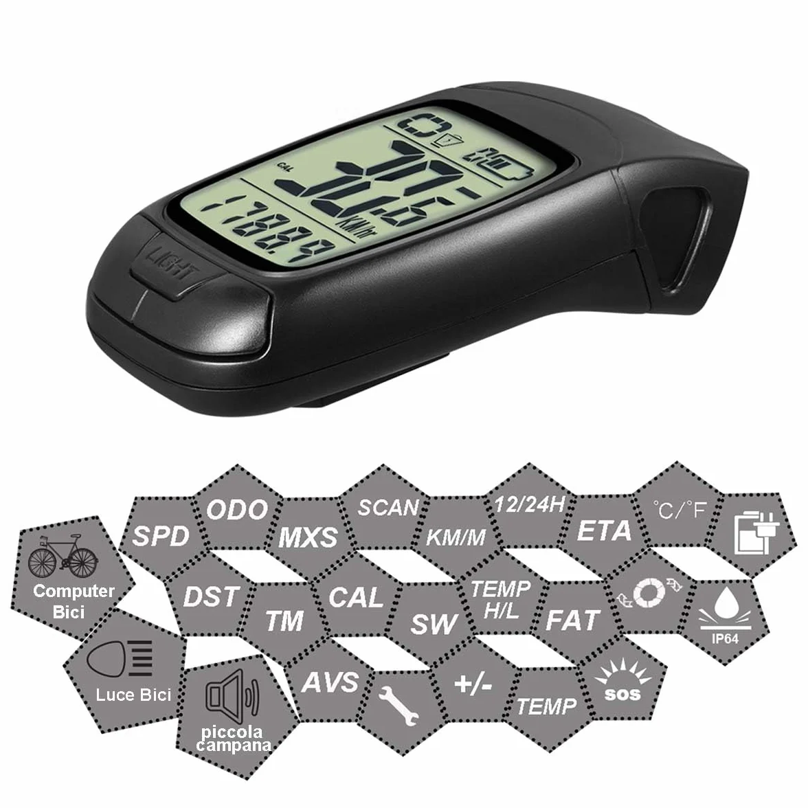 Compteur Velo sans Fil IPX5, Sonnette Rechargeable 4 Modes, Ensemble 3 en 1