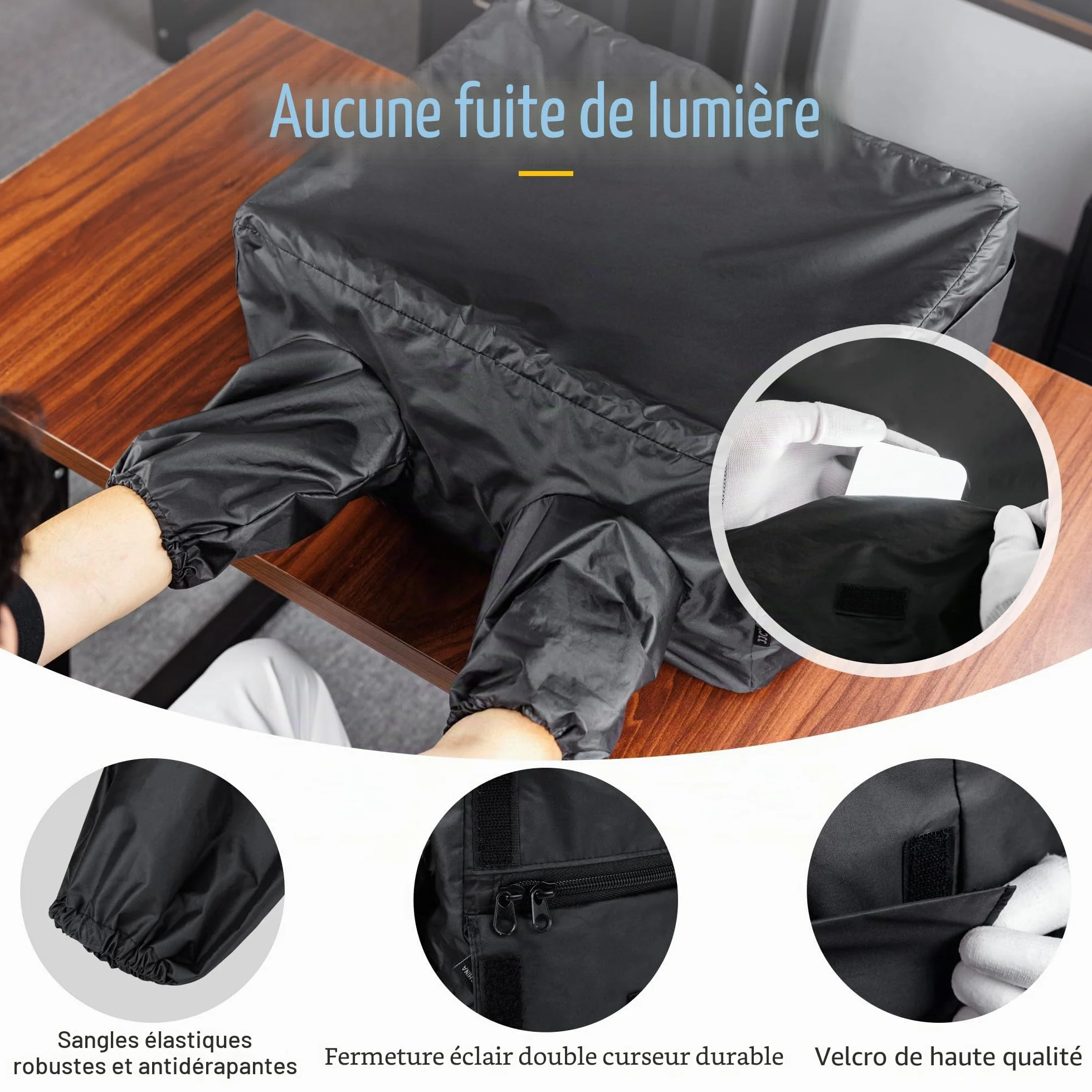 JJC Tente de Changement de Film pour Chambre Noire, Portable Film Développement Sac avec Double Couche Anti-Lumière Anti-Statique Tissu et Gants, Noir Blanc 35mm 120 Format Film Photographie Chambre