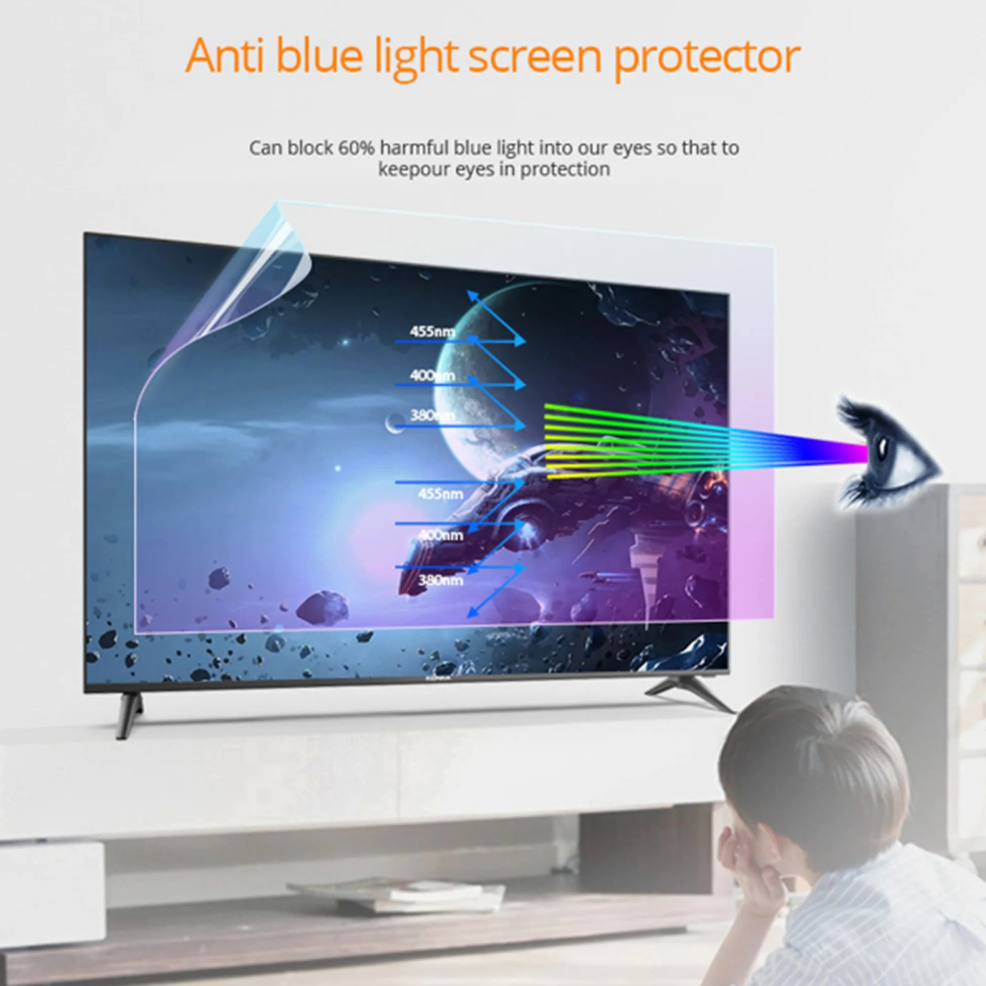 Protecteur d'écran TV Mat 42-65 Pouces Anti-reflet Anti-lumière Bleue Anti-Rayures pour LCD LED 4K OLED QLED HDTV