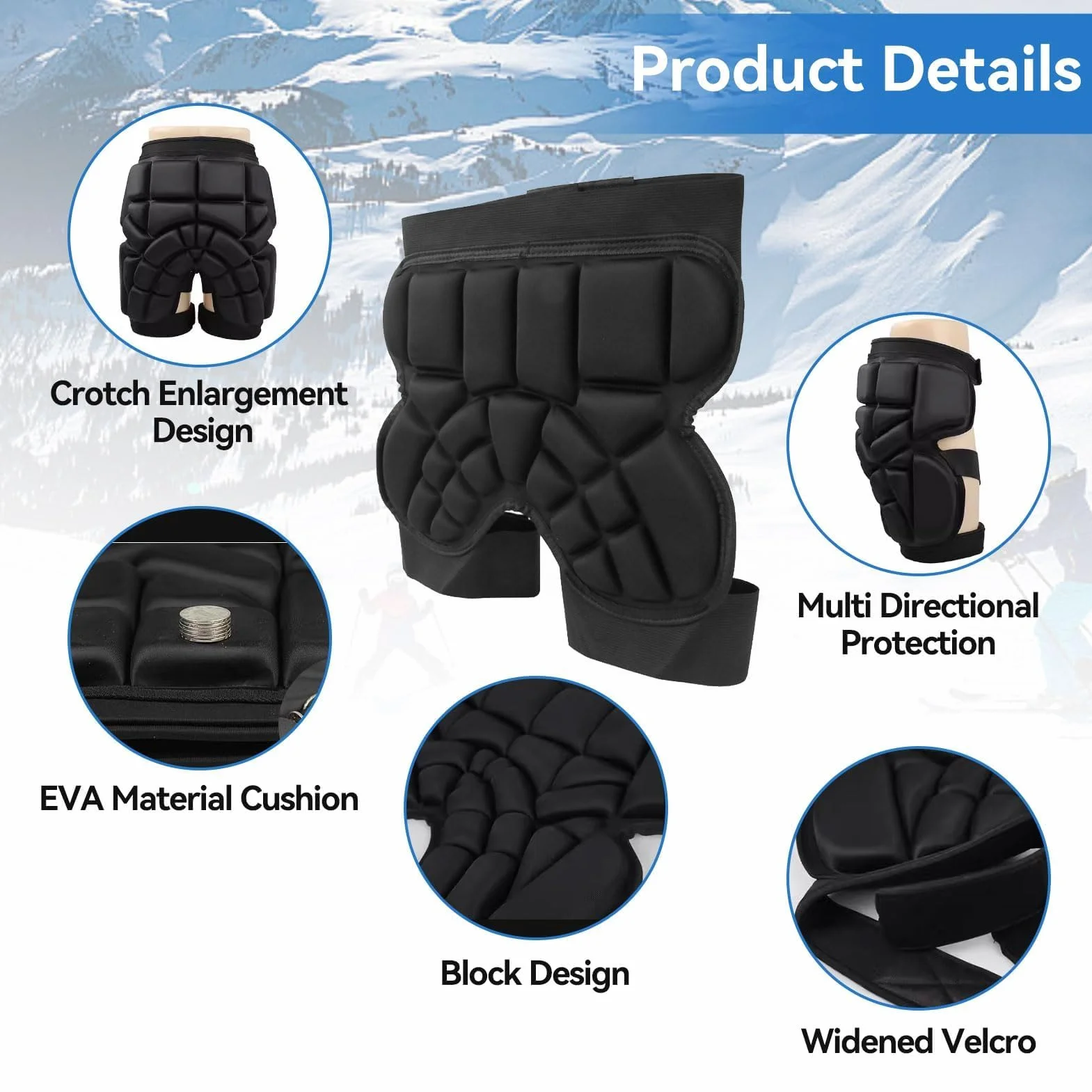 Short de Protection Rembourré en EVA 3D pour Enfants Skateboard Snowboard Patinage