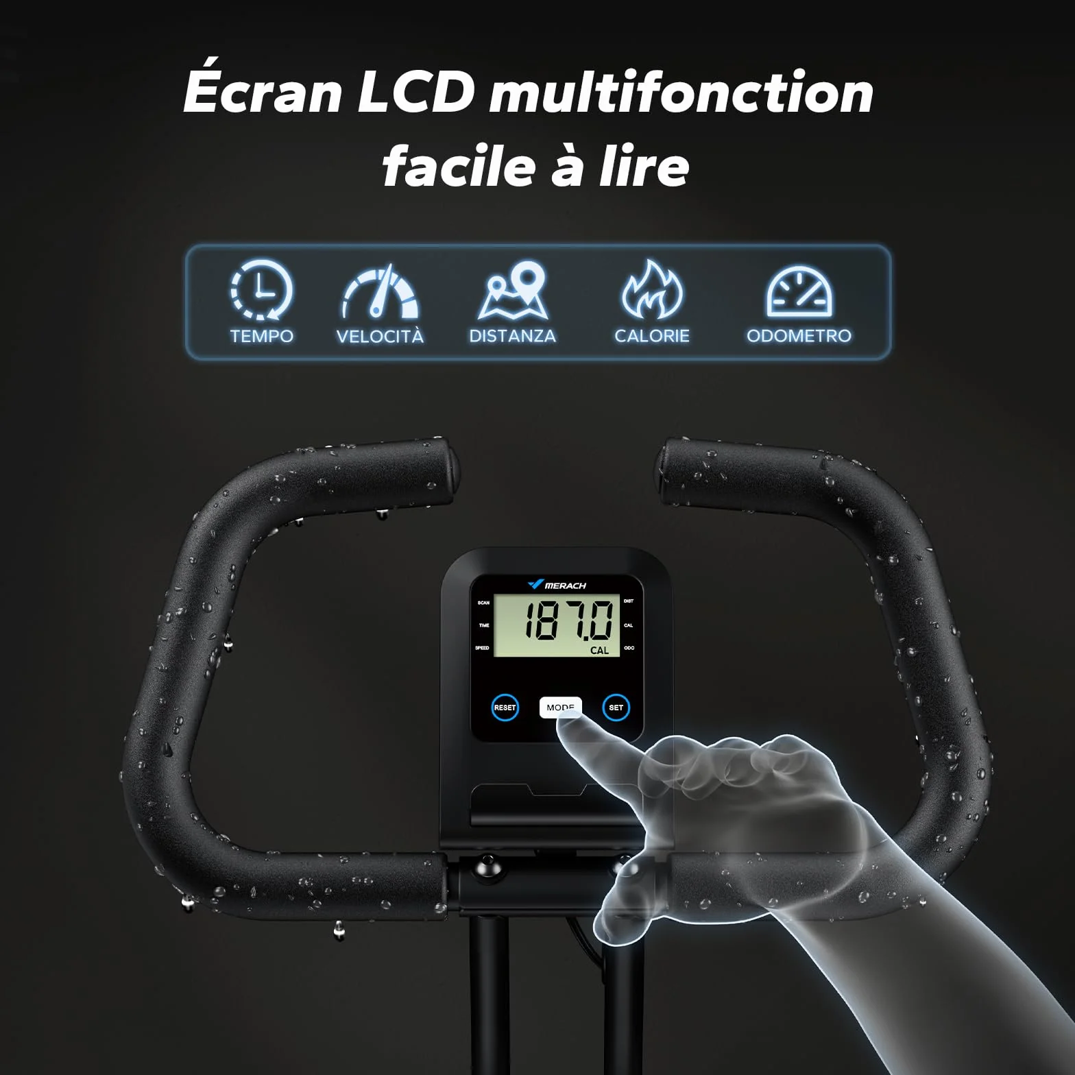 MERACH Vélo d’Appartement Pliable Magnétique avec Écran LCD, Capacité 136KG