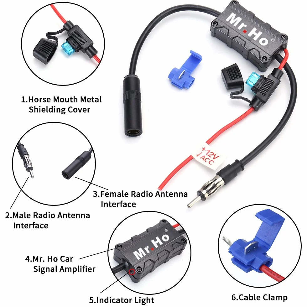 Mr.Ho 12V Amplificateur de Signal d'antenne Radio Adaptateur Voiture Automobile FM AM Adaptateur