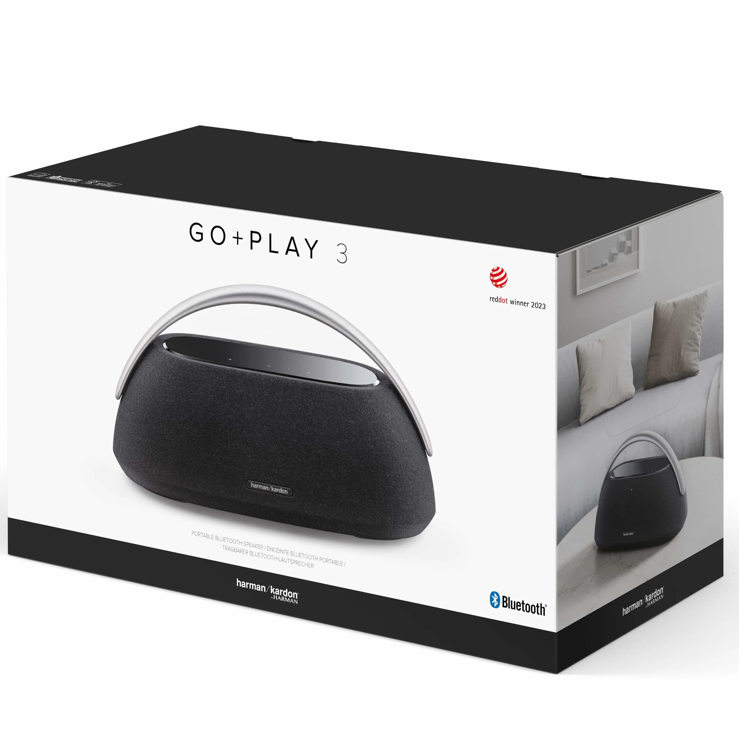 Harman Kardon Go + Play 3, Enceinte portable Bluetooth sans fil, Noir, Prise européenne