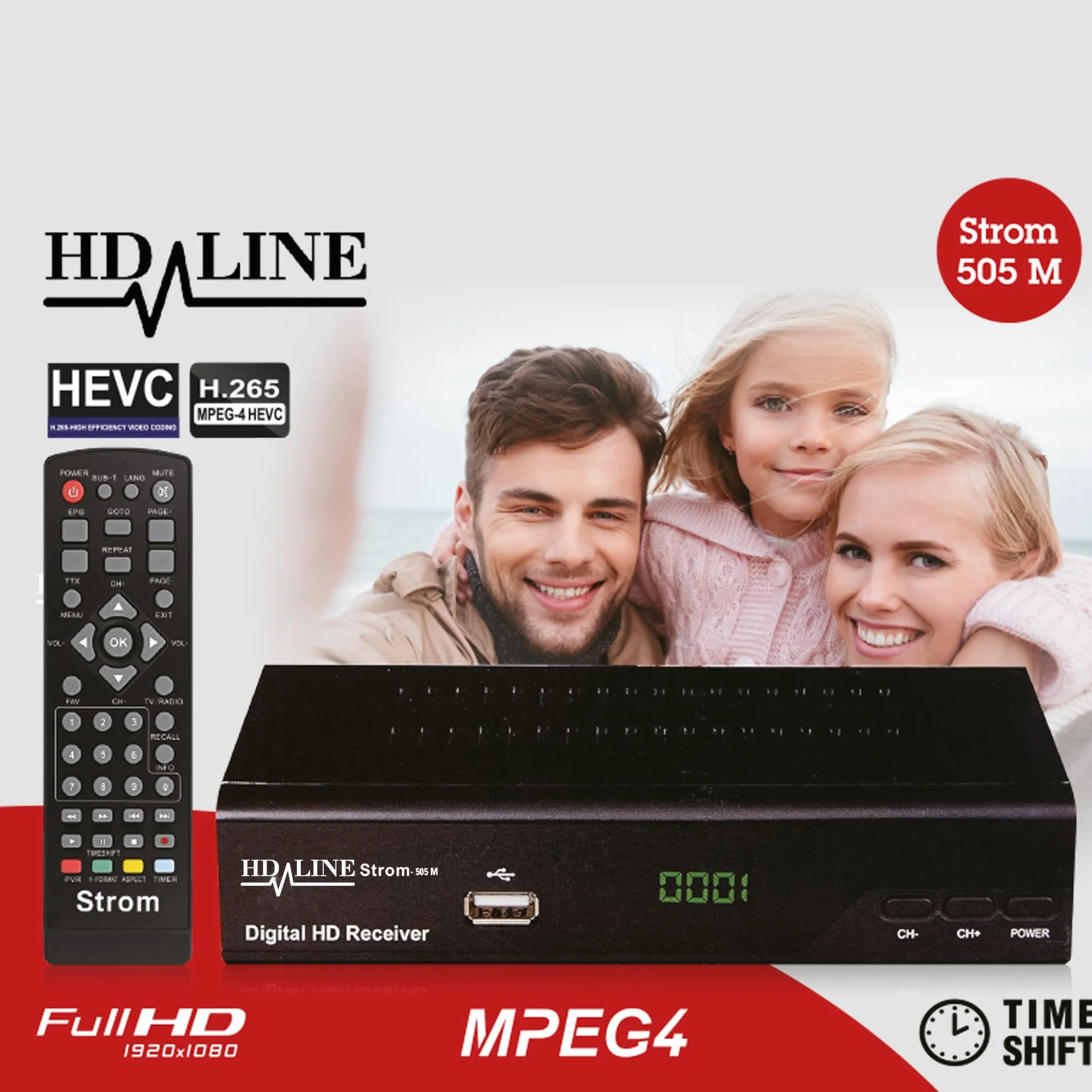 Strom 505 Décodeur TNT HD pour TV, Récepteur TNT HD, Adaptateur TNT, Tuner TNT, HDMI, Noir