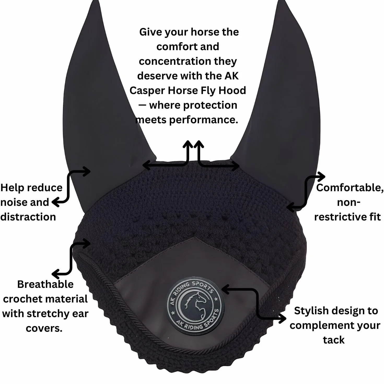 AK Bonnet Anti-Mouches pour Chevaux – Oreilles en Lycra Doux, Ajustement Confortable – AKRS-6069-01 Gris foncé Pony S