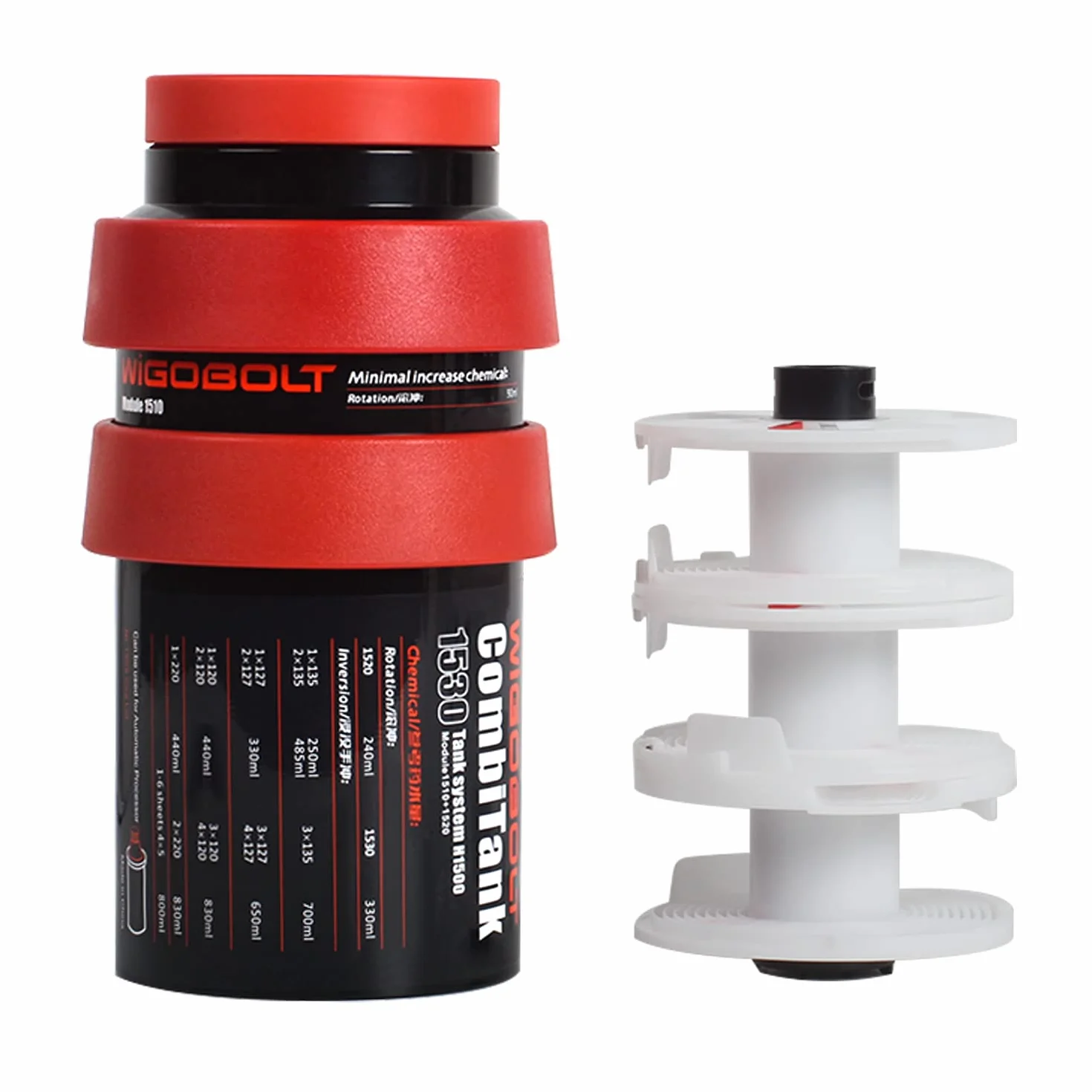 eTone Réservoir de développement Universel pour Chambre Noire avec 3 bobines en Spirale pour Le Traitement de 120 135 Rouleaux de Film N/B Équipement de Traitement de Film pour Appareil Photo