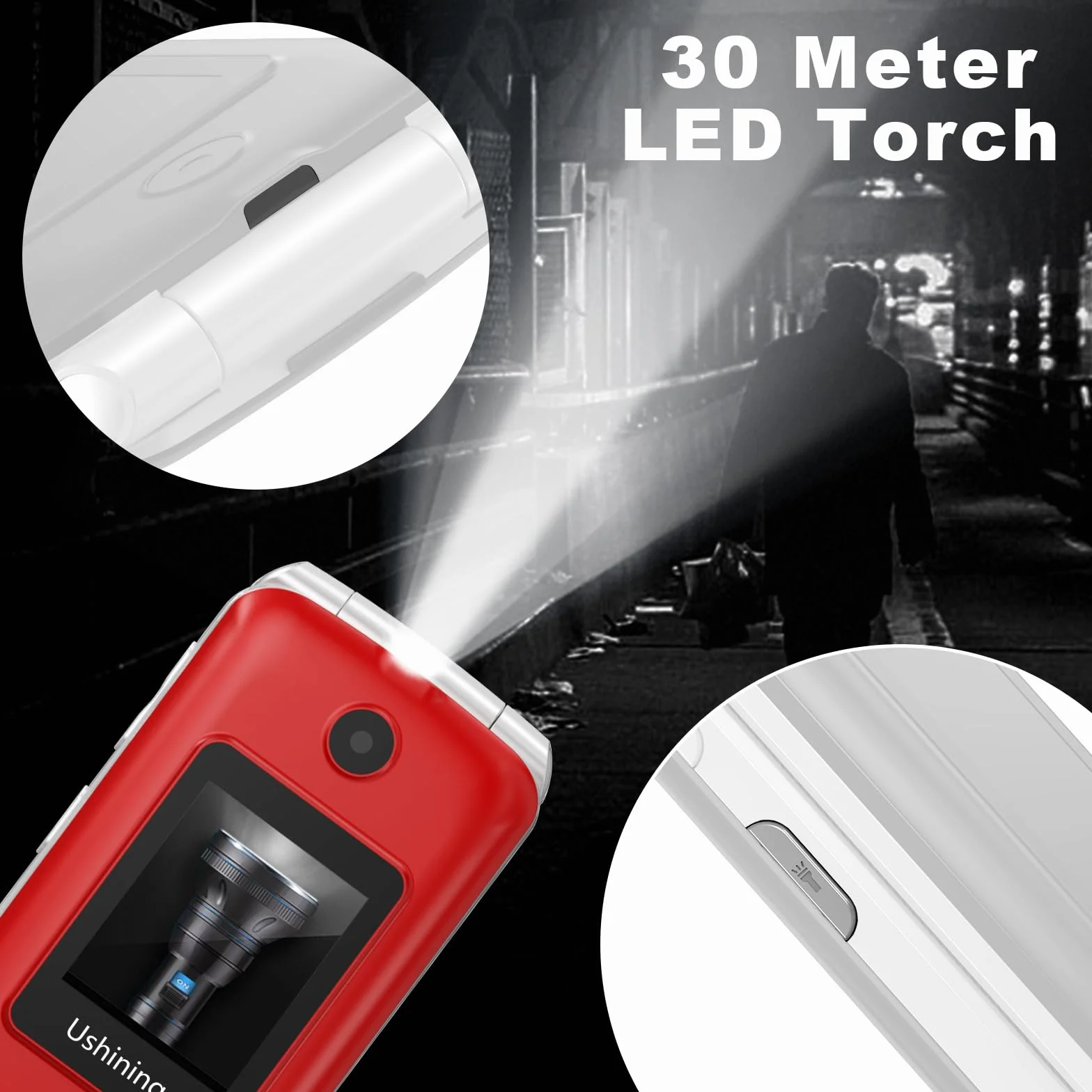 4G Telephone Portable Senior Clapet Basique Sans Forfait,Telephone pour Personne Agée avec 2.8” Grandes Écran,Grosse Touche,Bouton SOS,Station de Charge,Lampe Torche,Radio FM, 1200mAh Batterie (Rouge)
