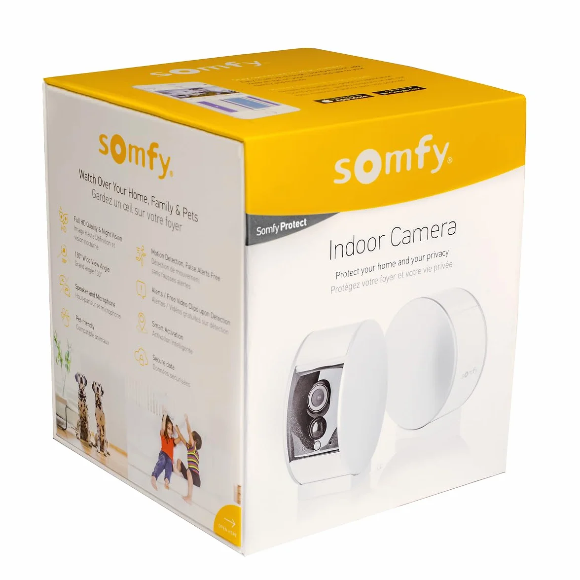 somfy 2401507 - Indoor Camera, Caméras avec volet motorisé, Compatible : Alexa, Google Home et Tahoma, Vision Nocturne, Détection de Mouvement, Grand Angle, Enregistrements vidéo, Haut-Parleur