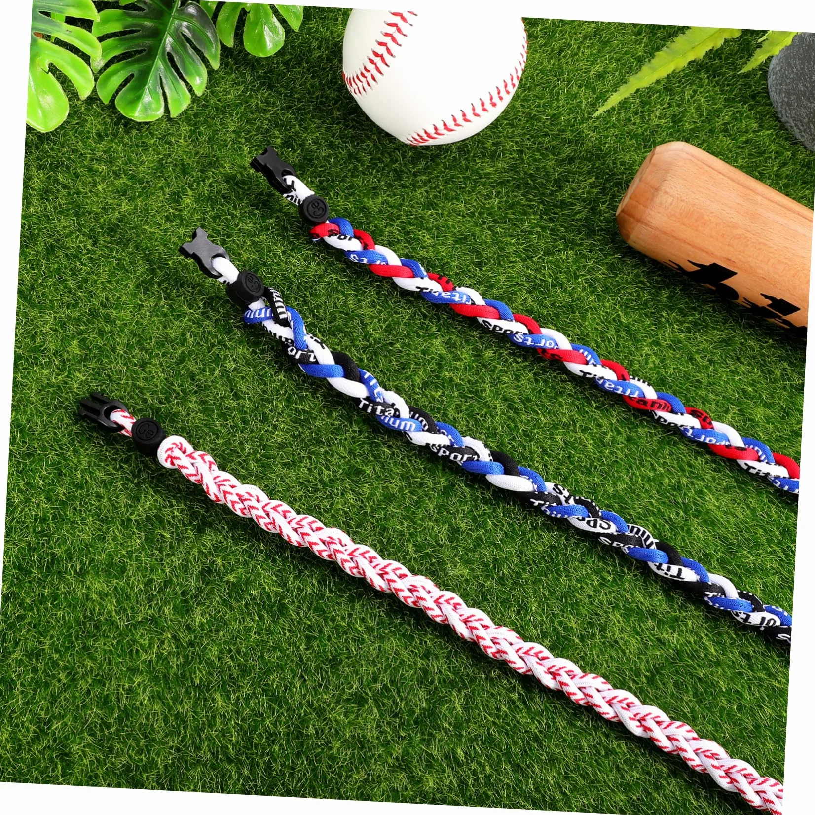 Collier Accessoires Sportifs Baseball Corde en Tressé pour Hommes 3 Pièces