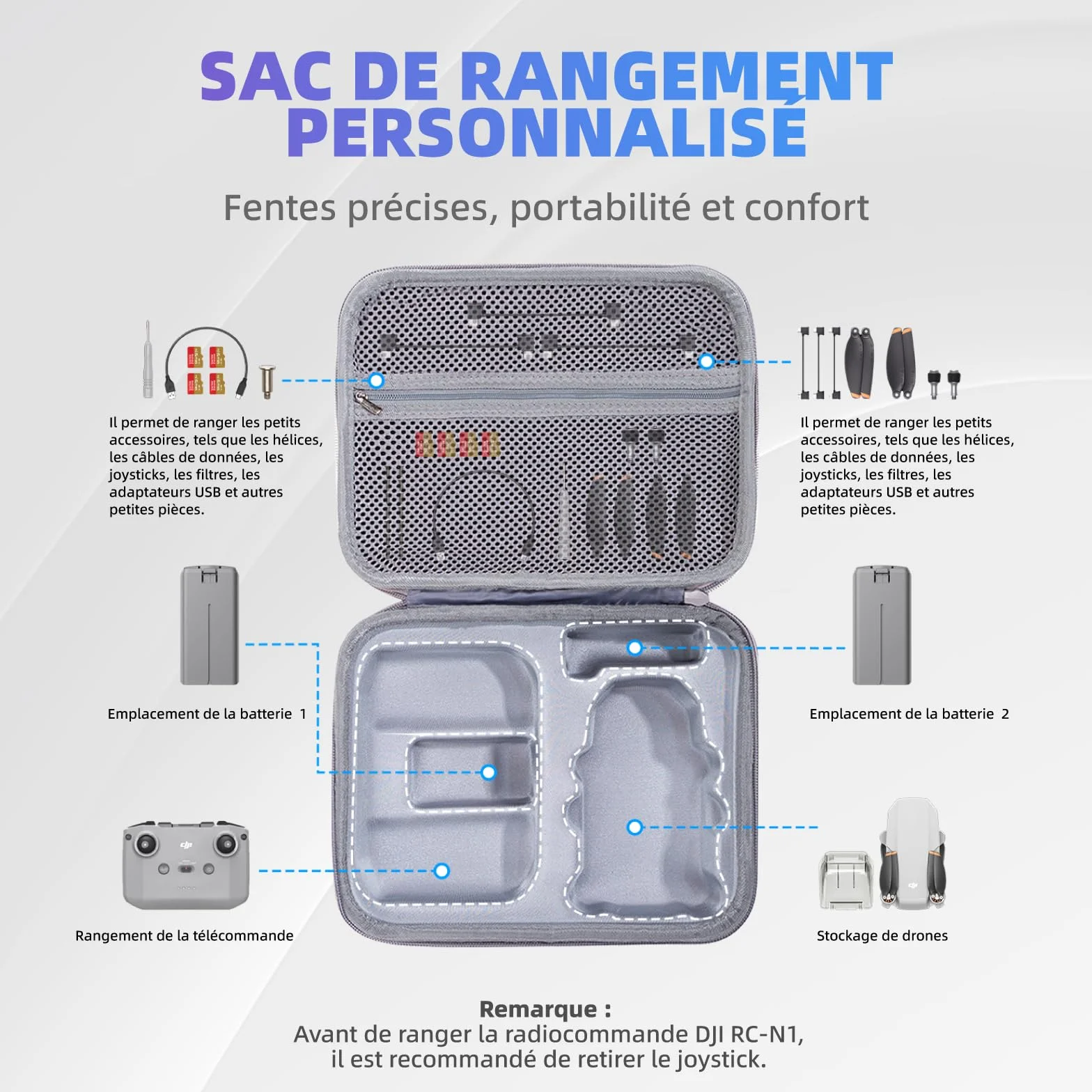 Drone Étui Portable pour DJI Mini 4k / Mavic Mini 2 / Mini2 SE Rangement Sac de Transport EVA Boîte Housse Accessoires (pour DJI Mini 4K/2 SE/2)