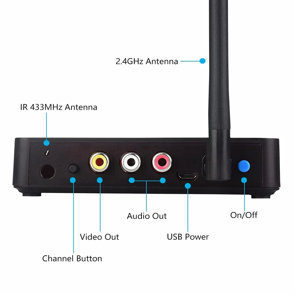 Récepteur supplémentaire pour les systèmes audio/vidéo sans fil Moretop 2,4 GHz uniquement (vendus séparément), aucun émetteur inclus (MT-RCA20RX)