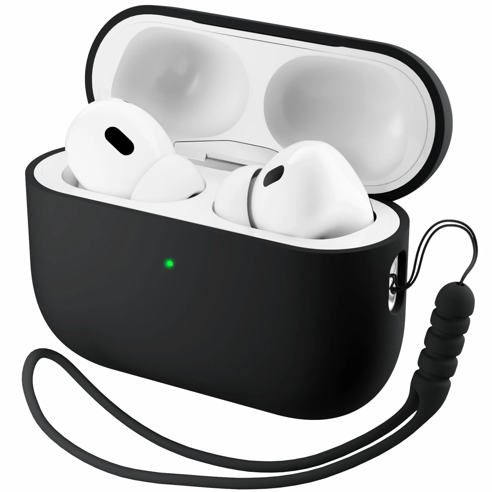 ORNARTO Coque pour AirPods Pro 3 (2025) – Étui à 2 Parties Séparées en Silicone avec Structure à 2 Couches (Intérieur PC Dur), Protection Antichoc, Lanière et Outil de Démontage, Noir