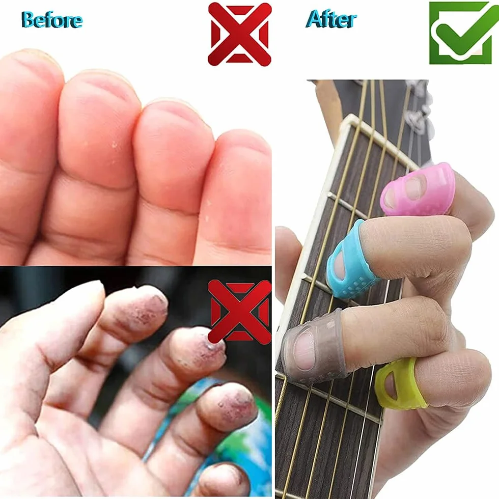 Protège Doigt Guitare - 30PCS Antidérapants 5 Tailles pour Débutants Guitare Ukulélé