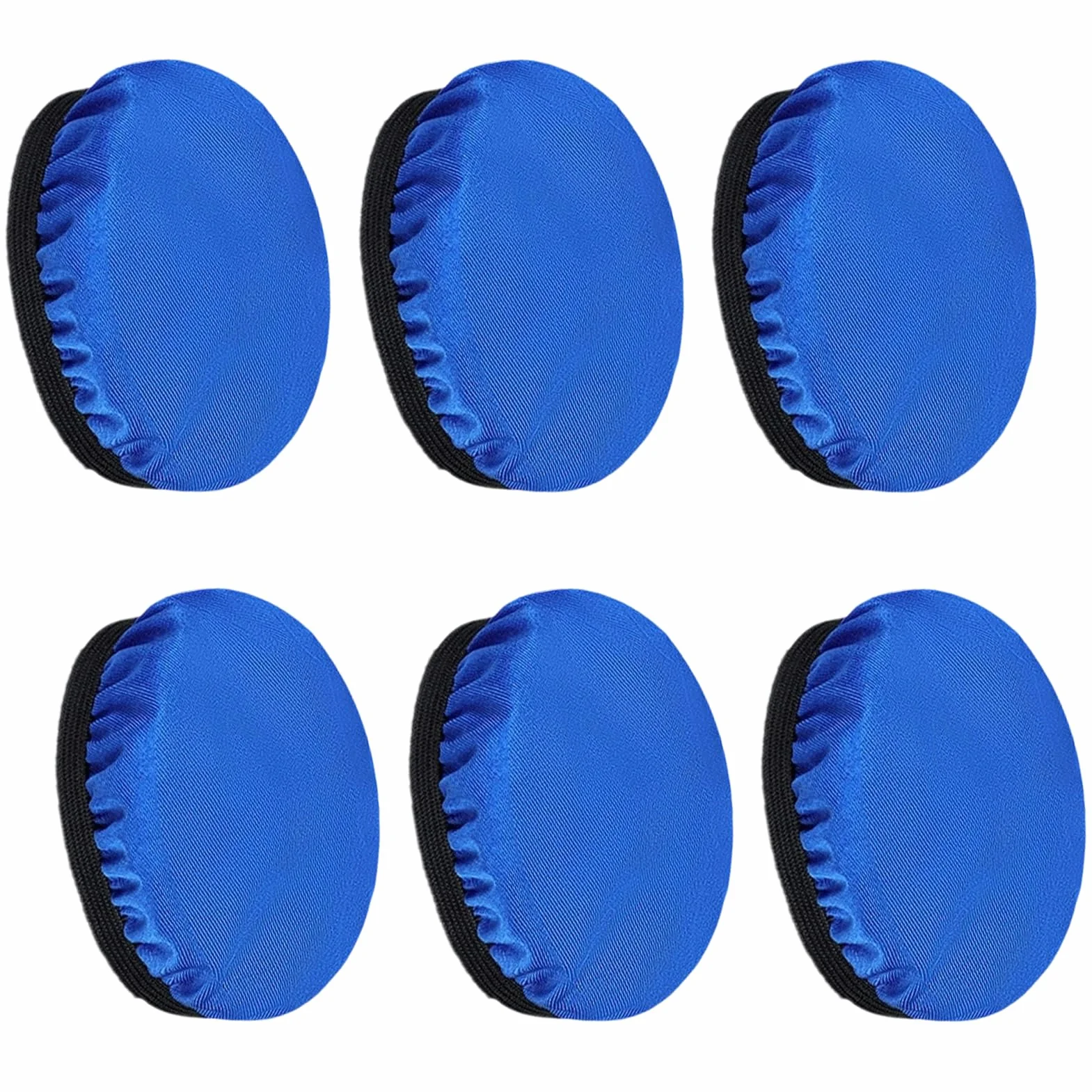 Housse de Protection pour Coussinets de Casque Audio, 6 Pièces, Tissu Élastique Bleu Lavable, Diamètre 6-8.5 cm